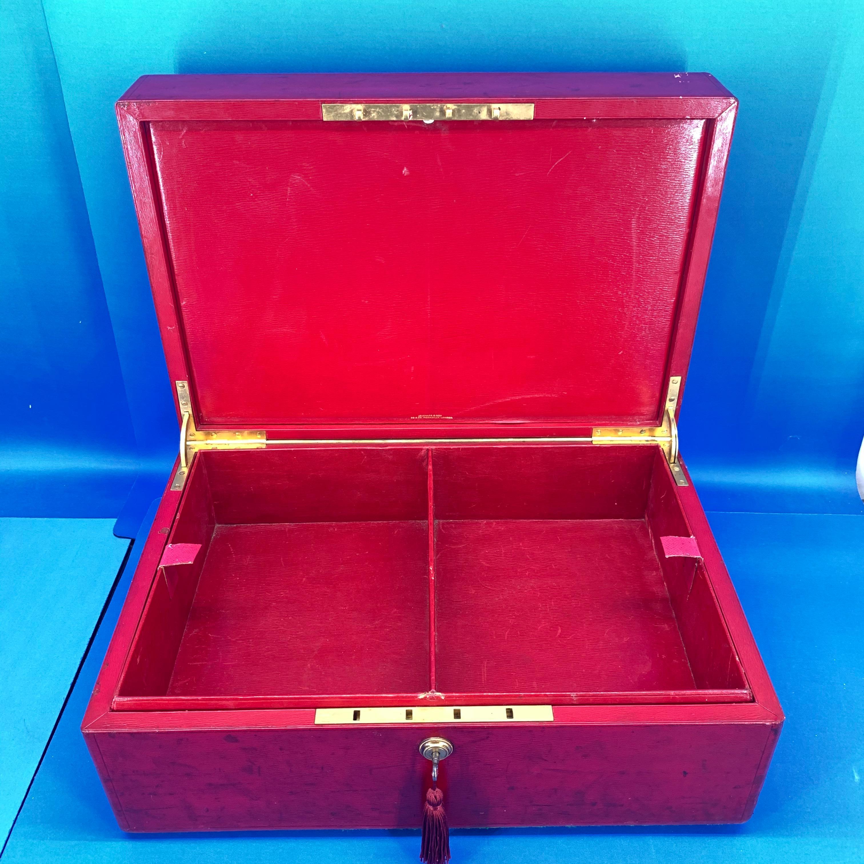 19th Century Red Moroccan Leather Documents Strong Box or Jewelry Cabinet 4