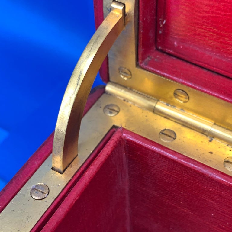 19th Century Red Moroccan Leather Documents Strong Box or Jewelry
