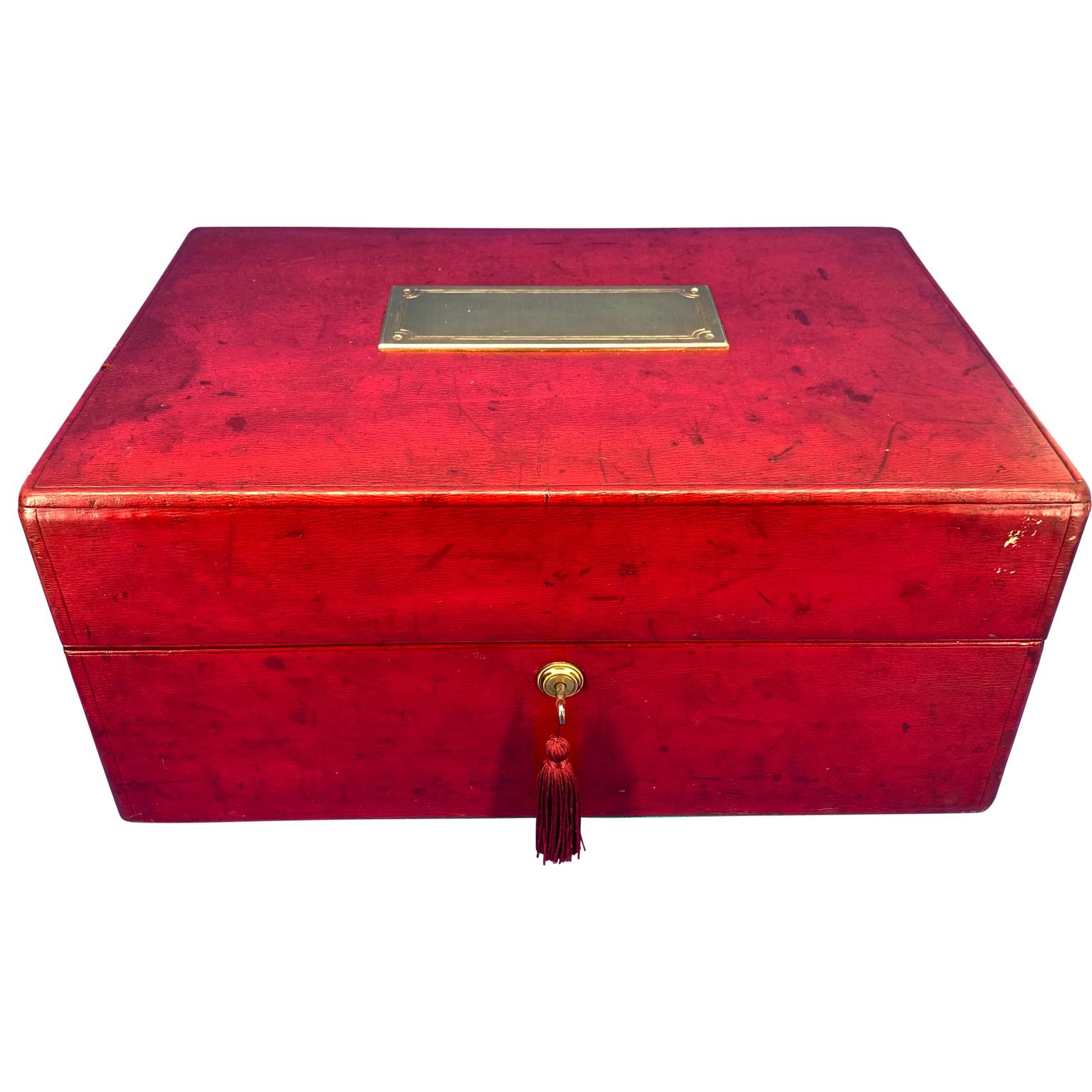 red leather document box