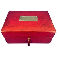 19th Century Red Moroccan Leather Documents Strong Box or Jewelry Cabinet