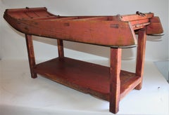 19th Century Red Painted Sled / Coffee Table