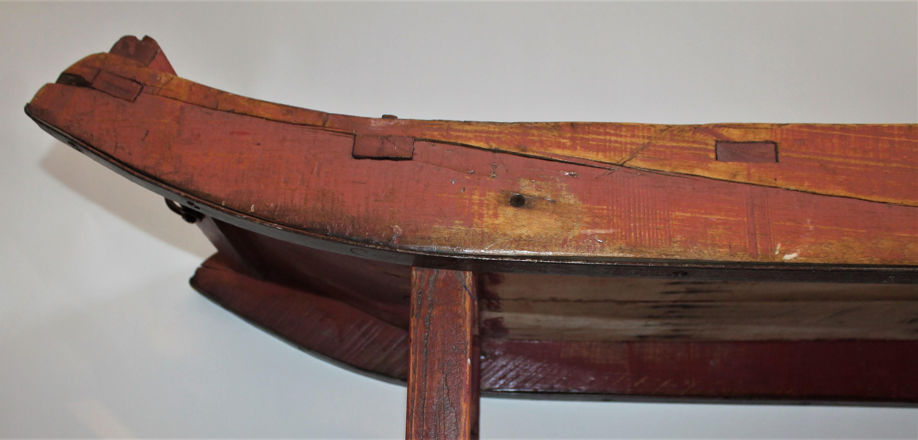 Wood 19th Century Red Painted Sled / Coffee Table For Sale