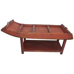 Antique 19th Century Red Painted Sled / Coffee Table