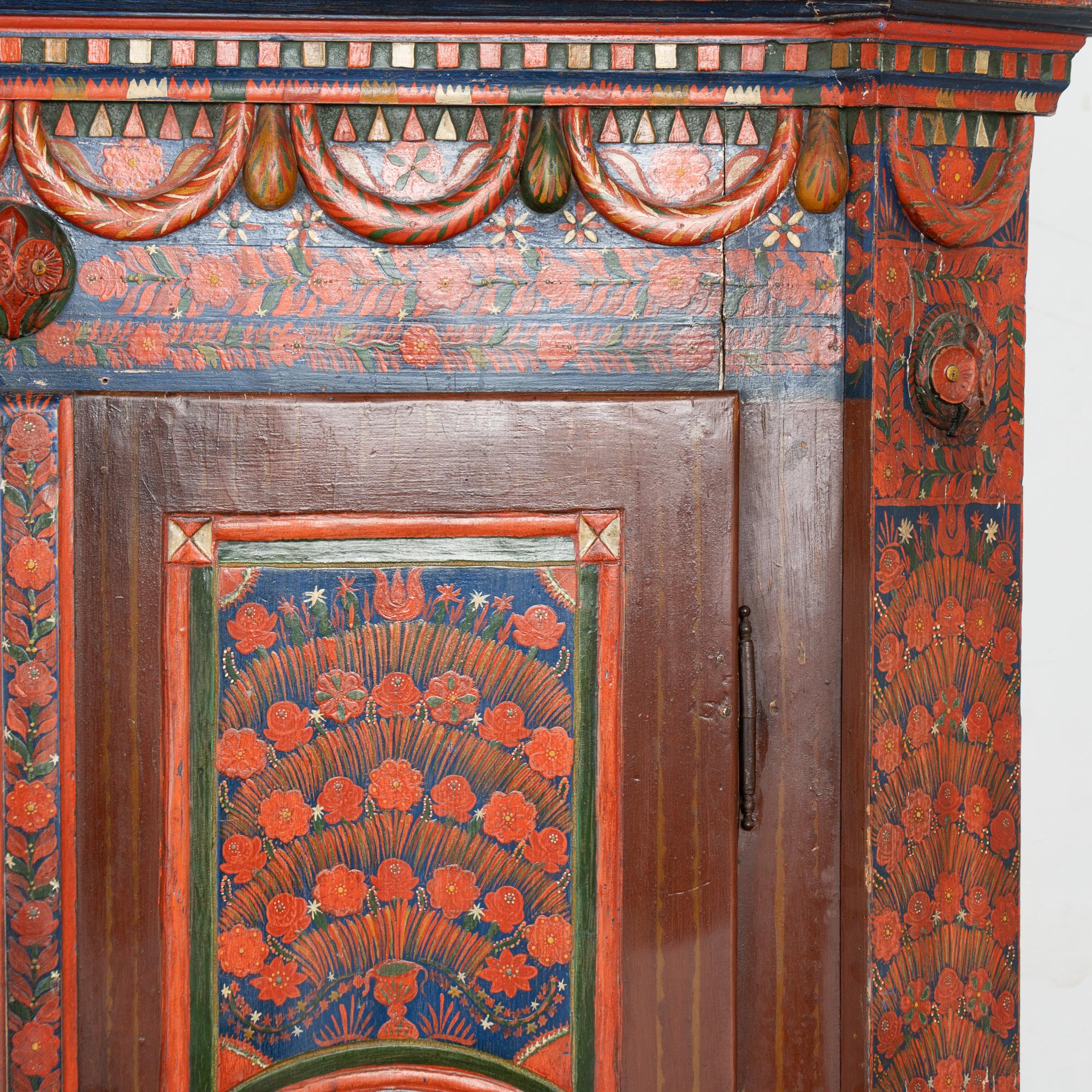 19th Century Red Painted Two Door Armoire from Hungary For Sale 5