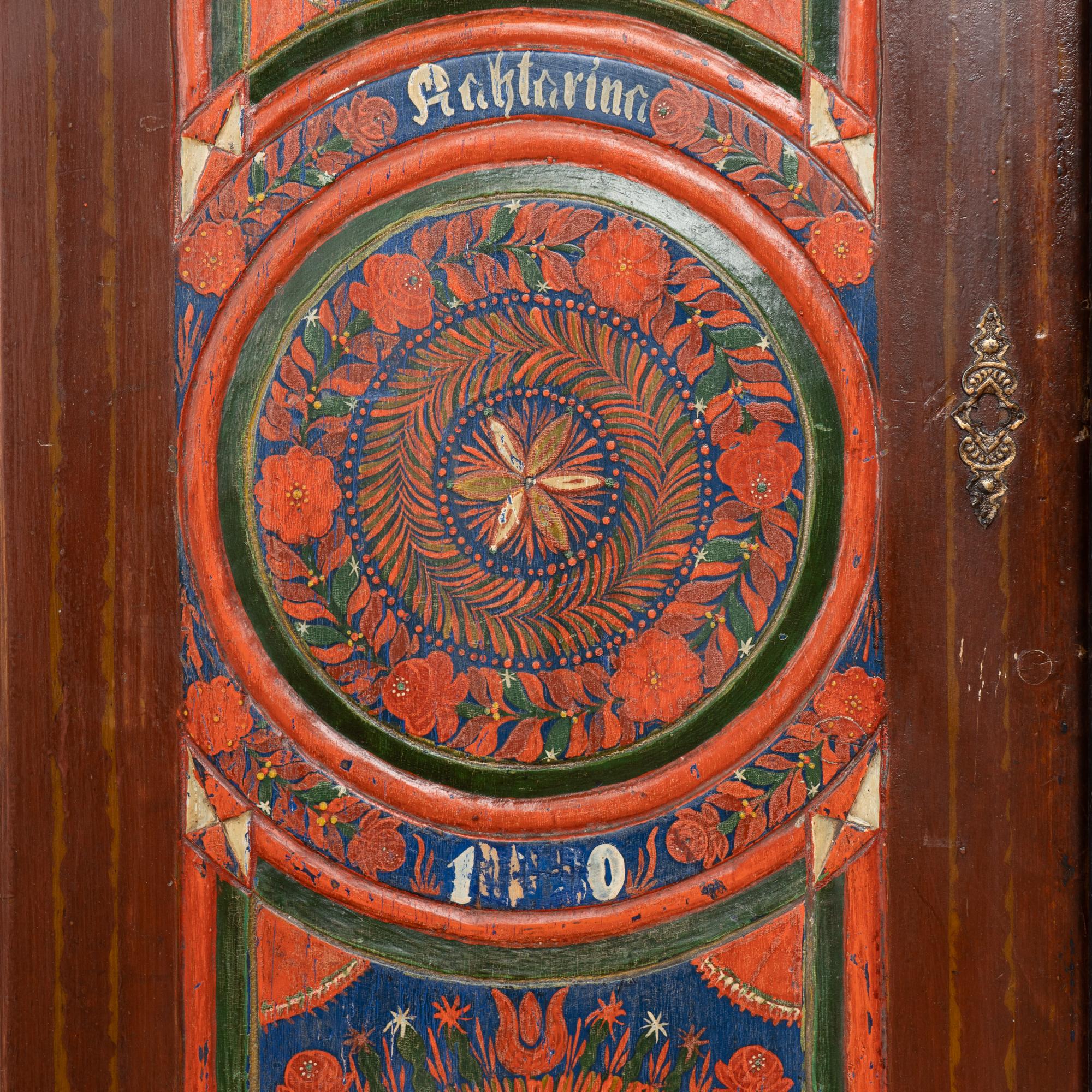 19th Century Red Painted Two Door Armoire from Hungary For Sale 8