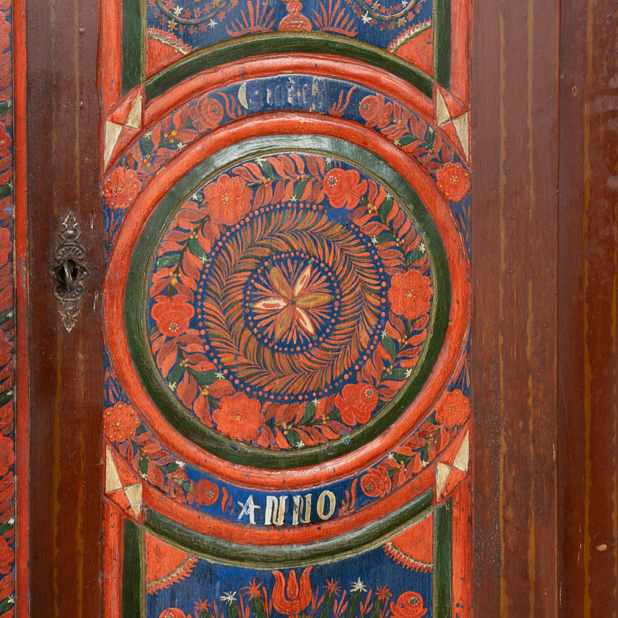 19th Century Red Painted Two Door Armoire from Hungary For Sale 9