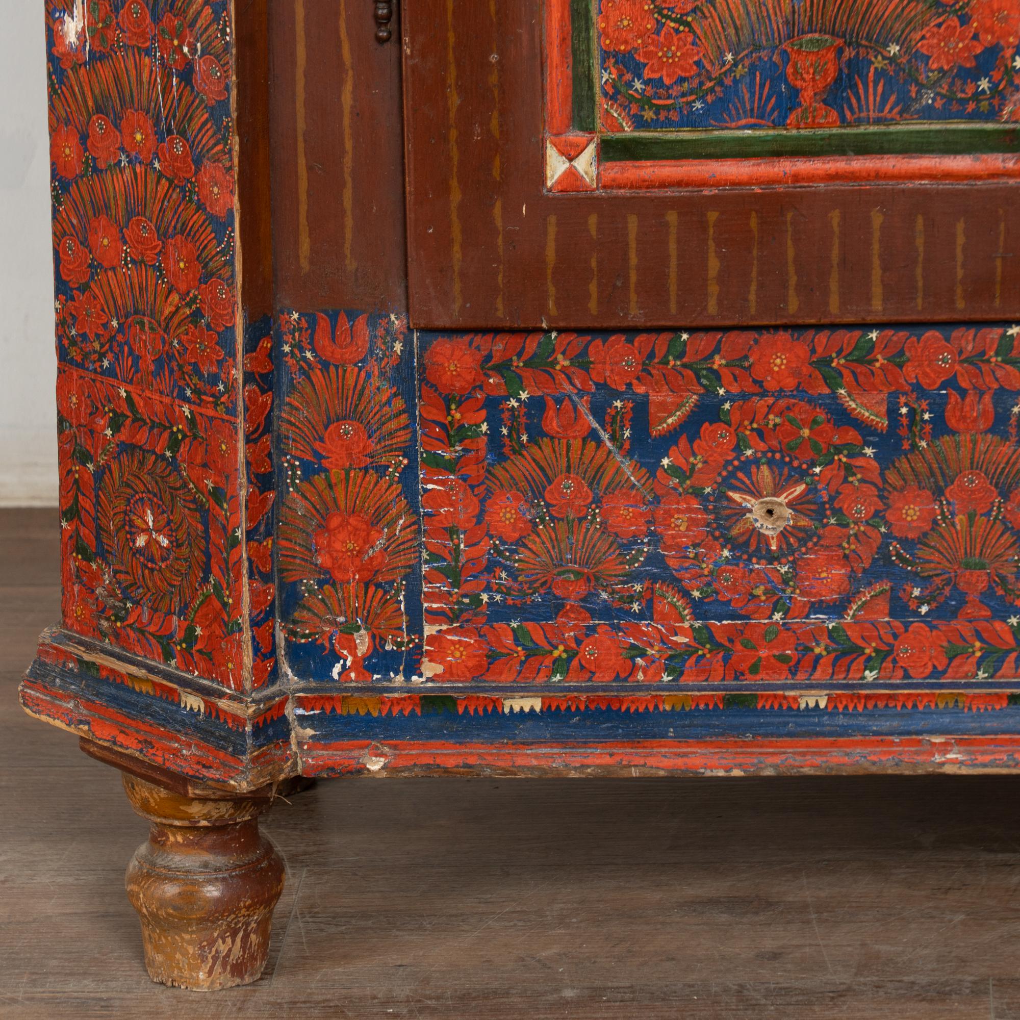 19th Century Red Painted Two Door Armoire from Hungary For Sale 11
