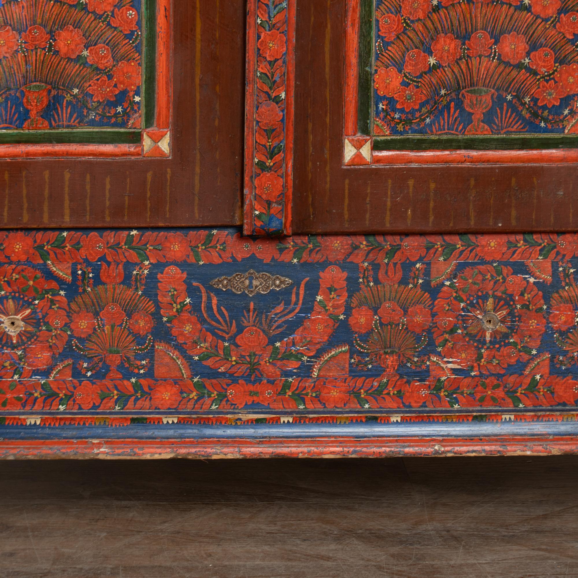 19th Century Red Painted Two Door Armoire from Hungary For Sale 12