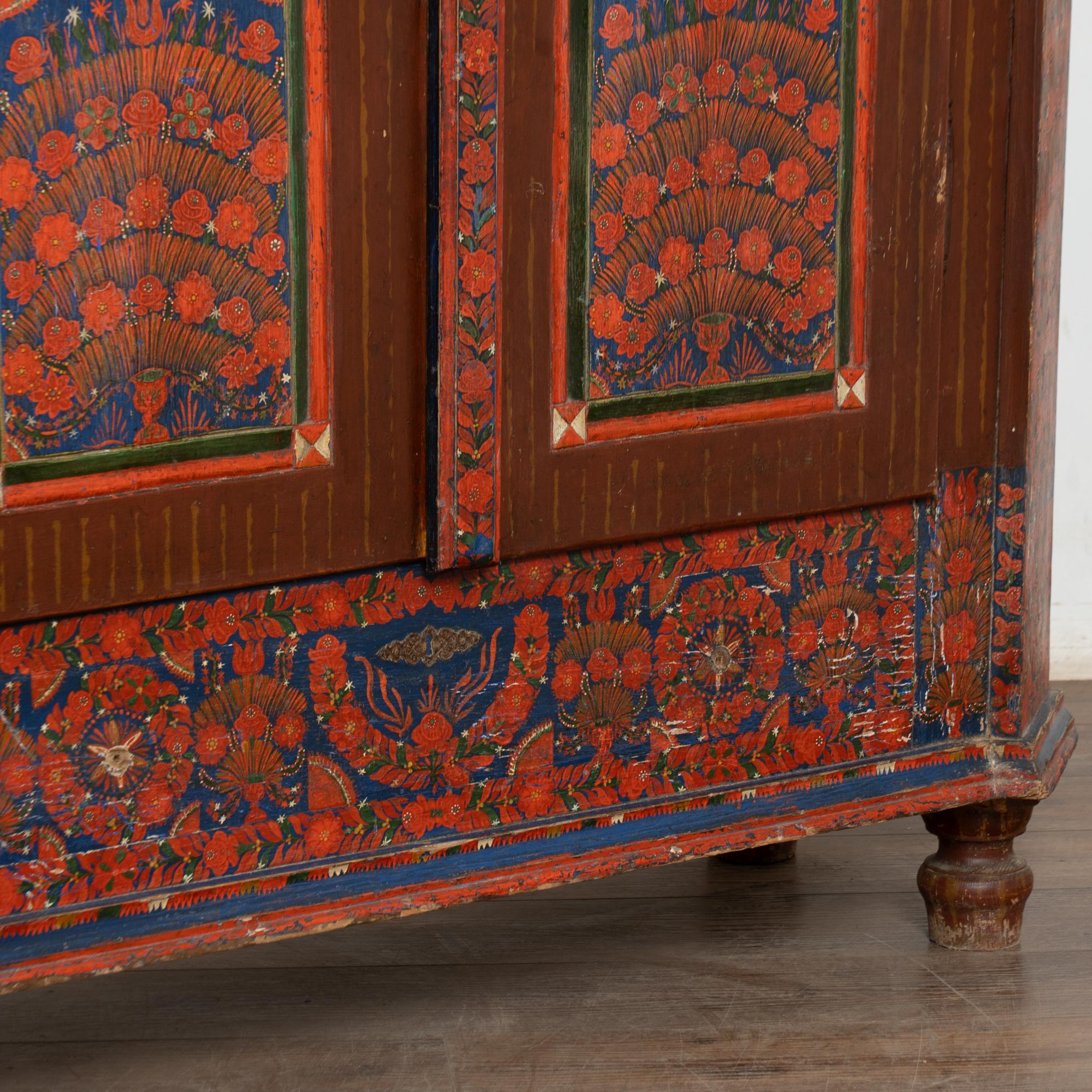 19th Century Red Painted Two Door Armoire from Hungary For Sale 13