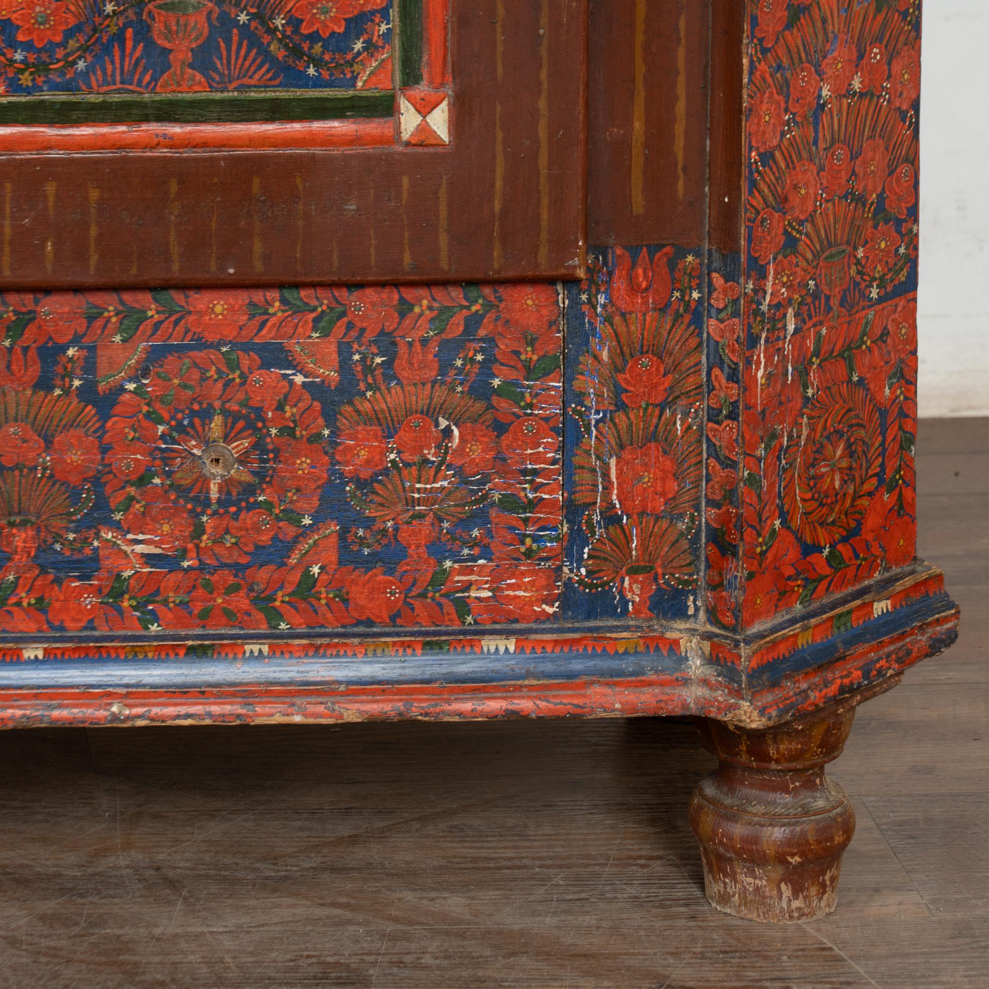 19th Century Red Painted Two Door Armoire from Hungary For Sale 14
