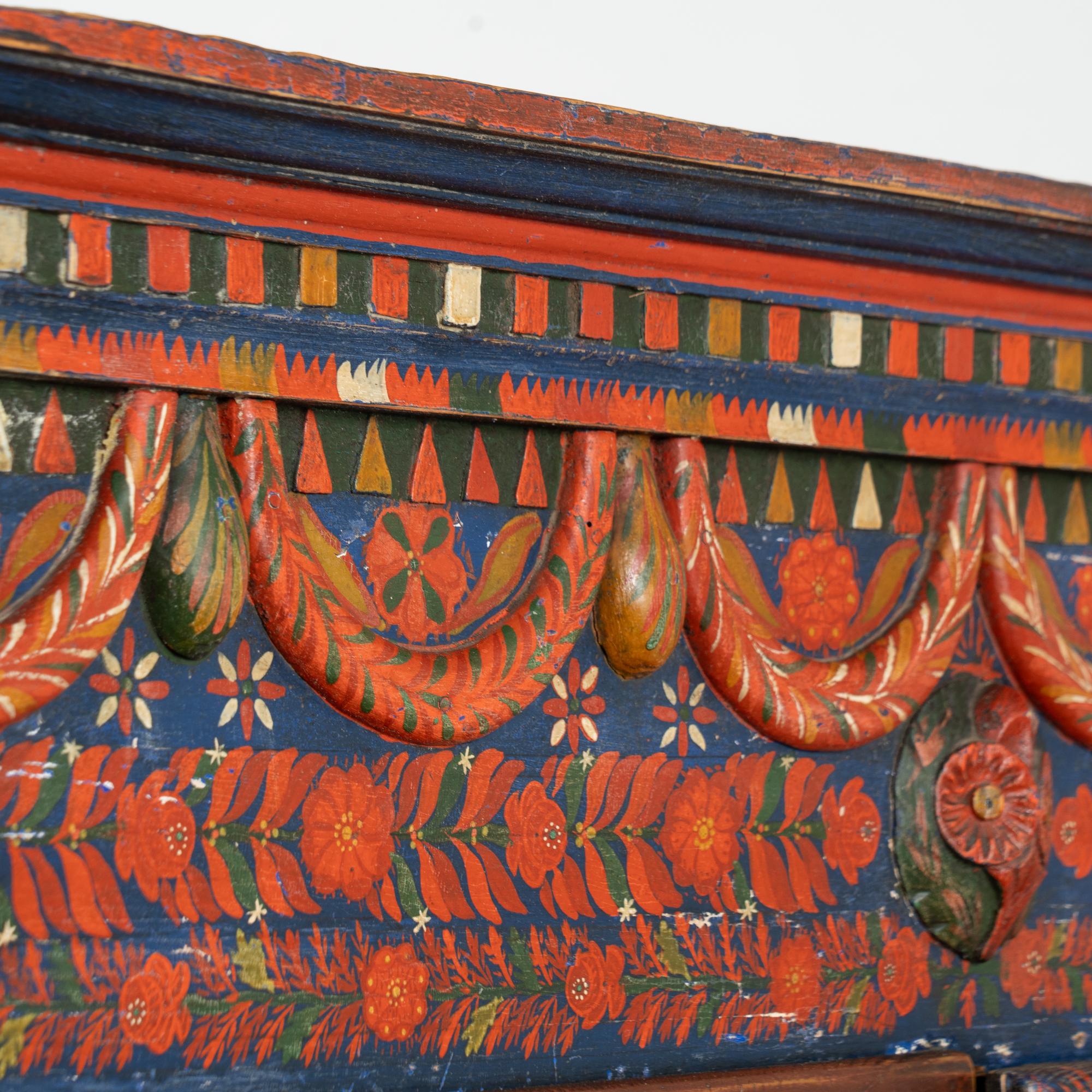 19th Century Red Painted Two Door Armoire from Hungary For Sale 1