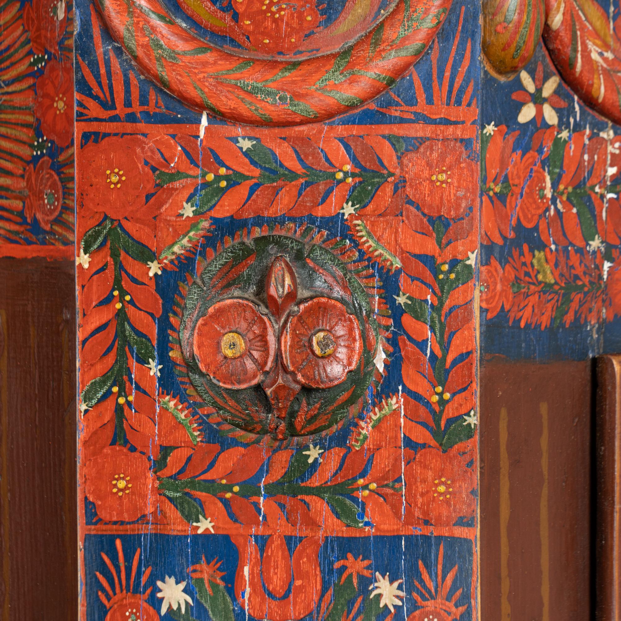 19th Century Red Painted Two Door Armoire from Hungary For Sale 3