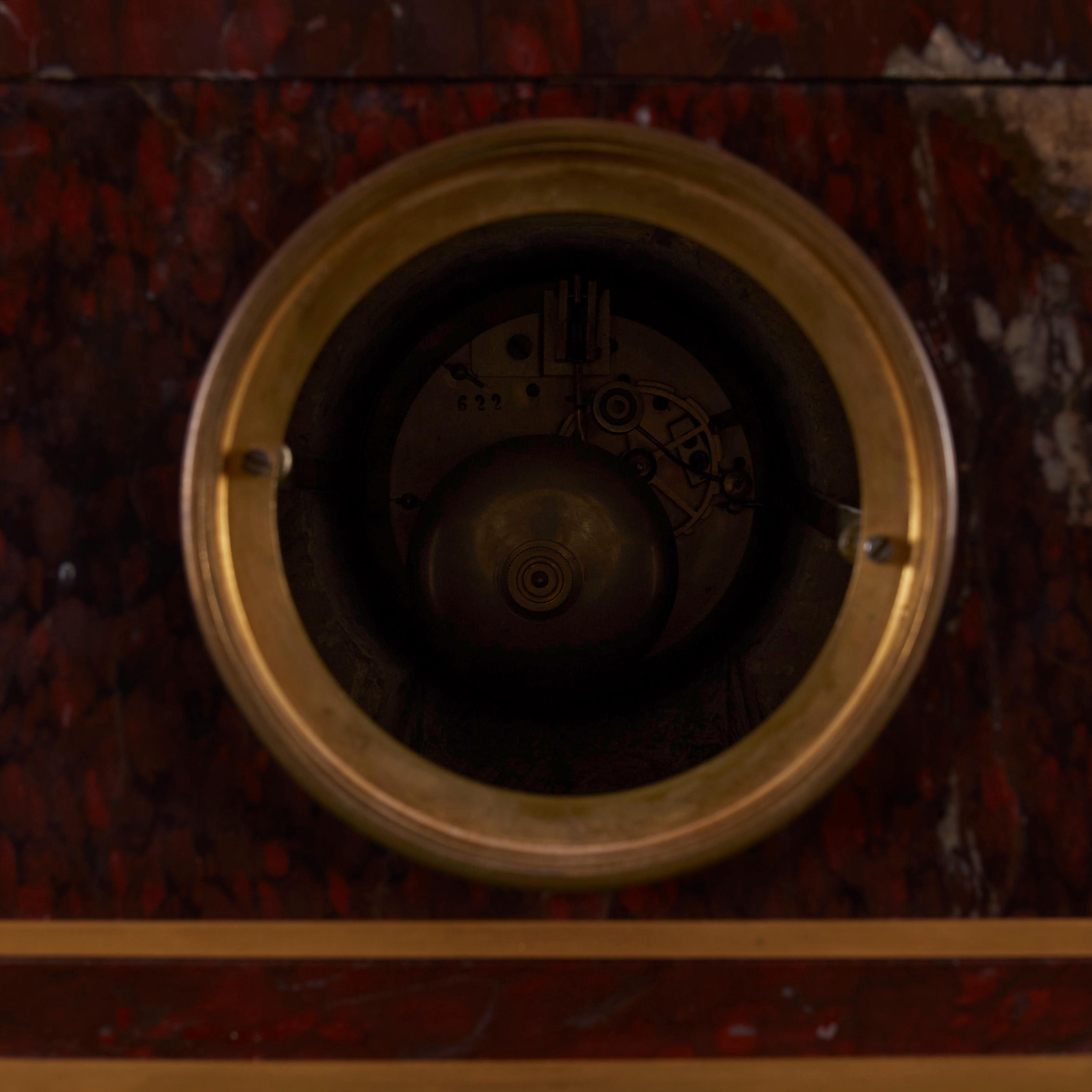 Napoleon III 19th century red stone clock For Sale