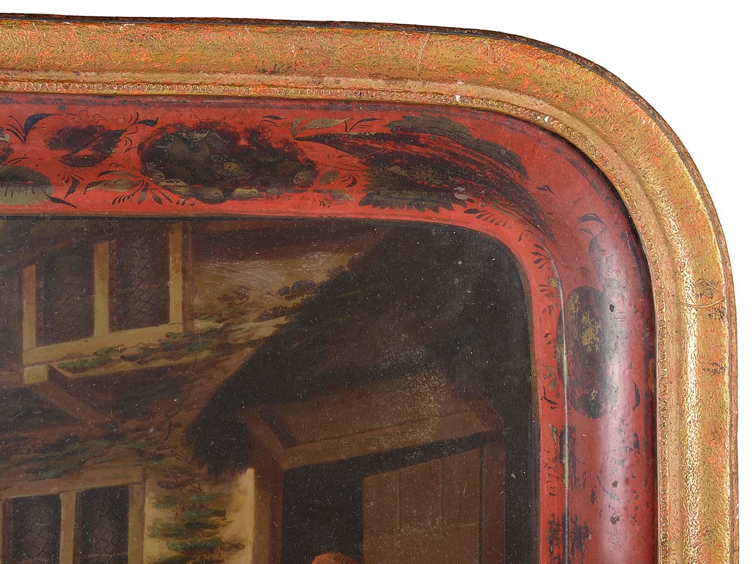 19th Century Red Tole Tray For Sale 1