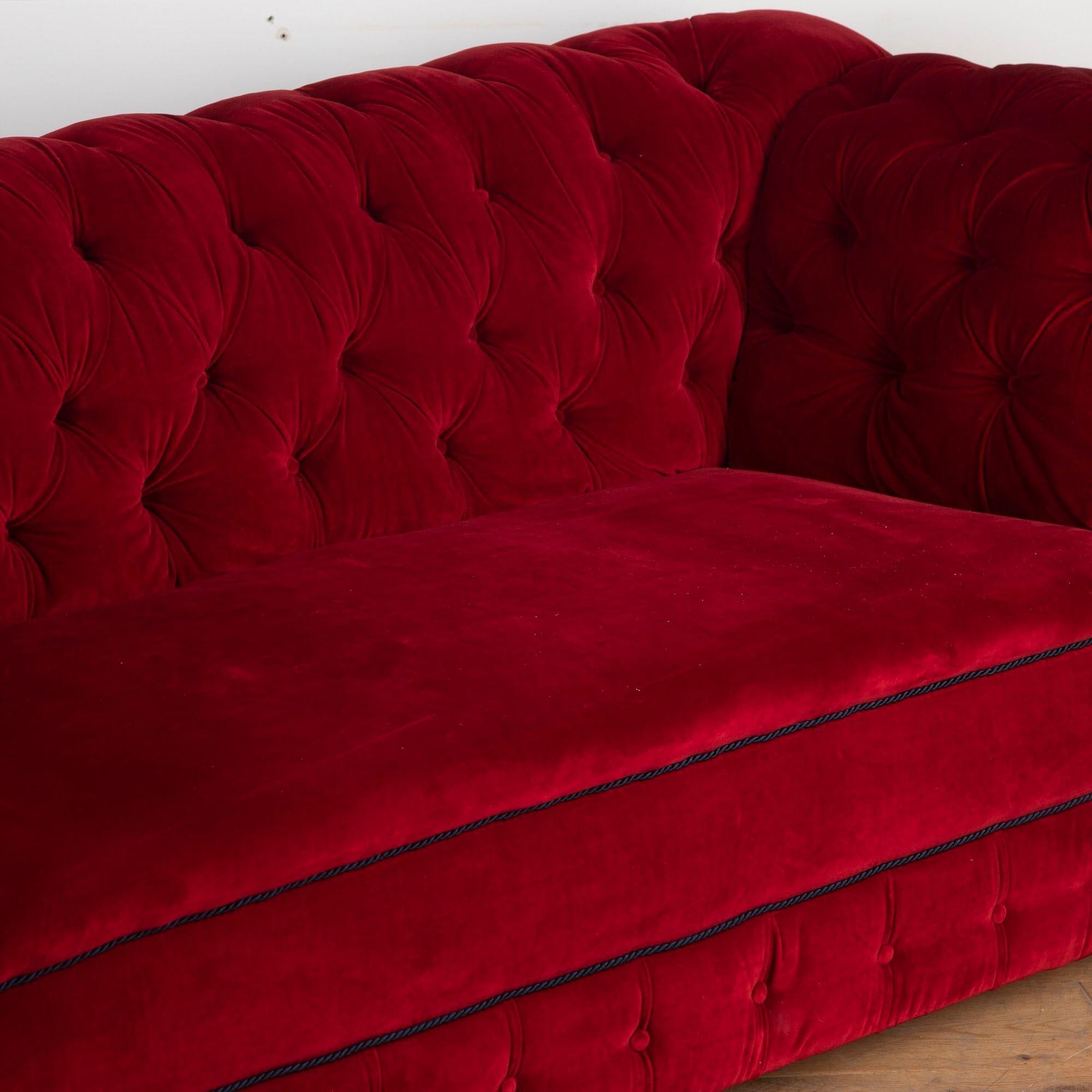 Victorian 19th Century Red Velvet Sofa