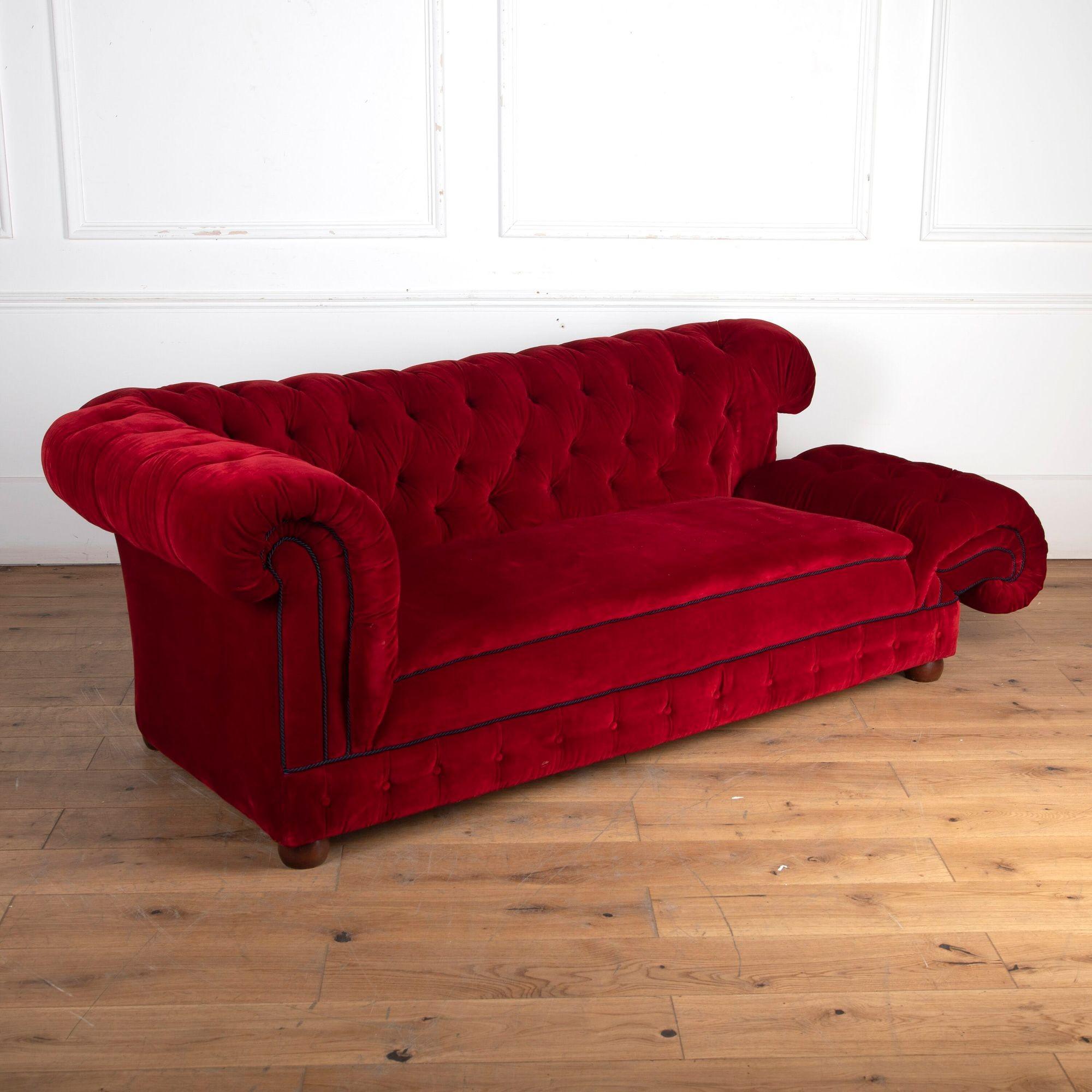 19th Century Red Velvet Sofa In Good Condition In Gloucestershire, GB