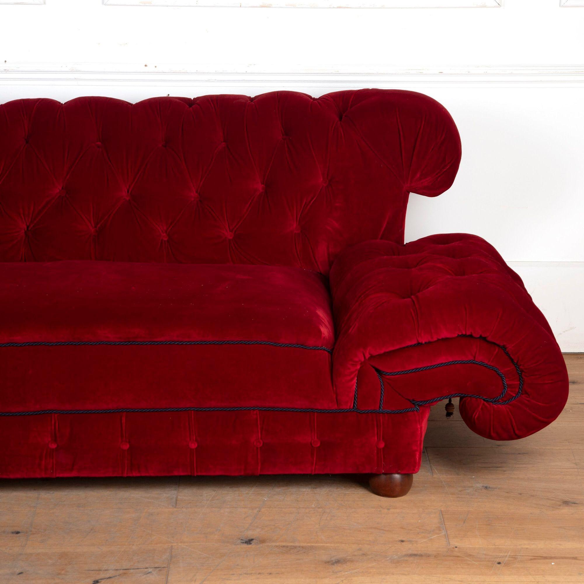 19th Century Red Velvet Sofa 1