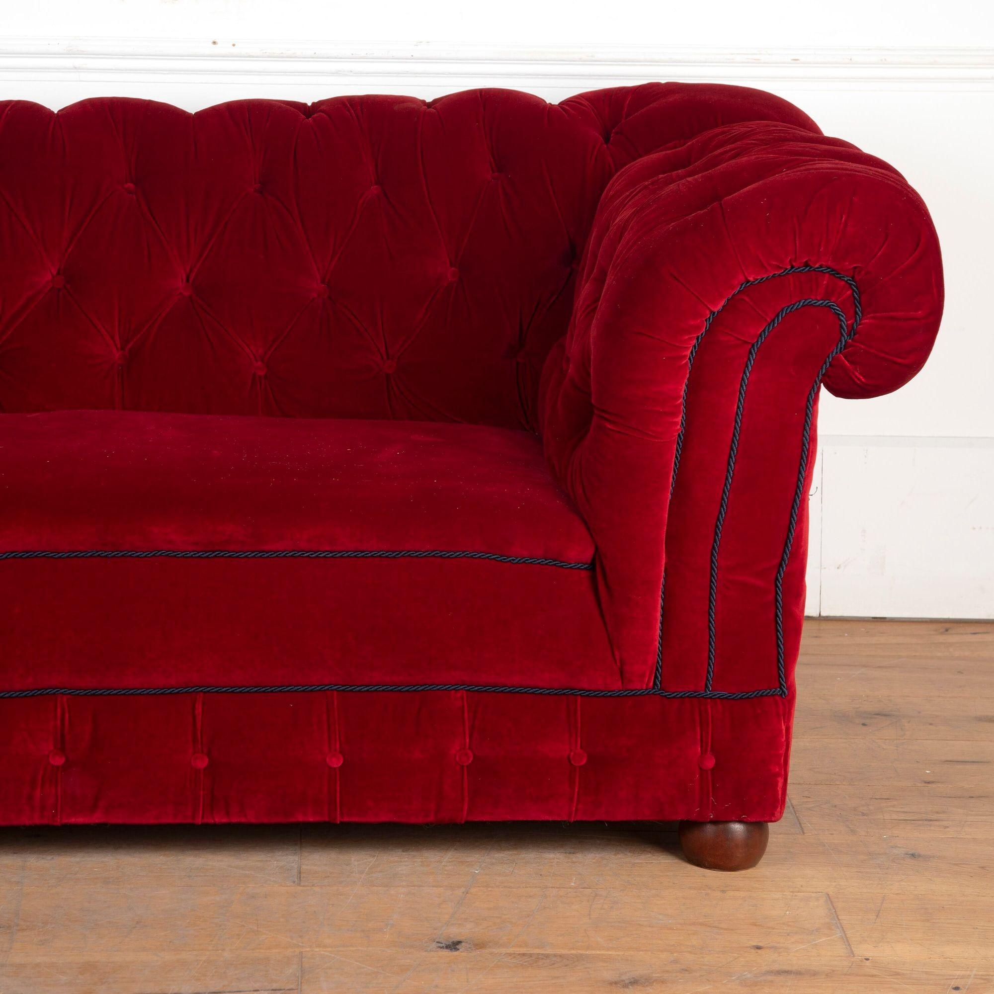19th Century Red Velvet Sofa 3