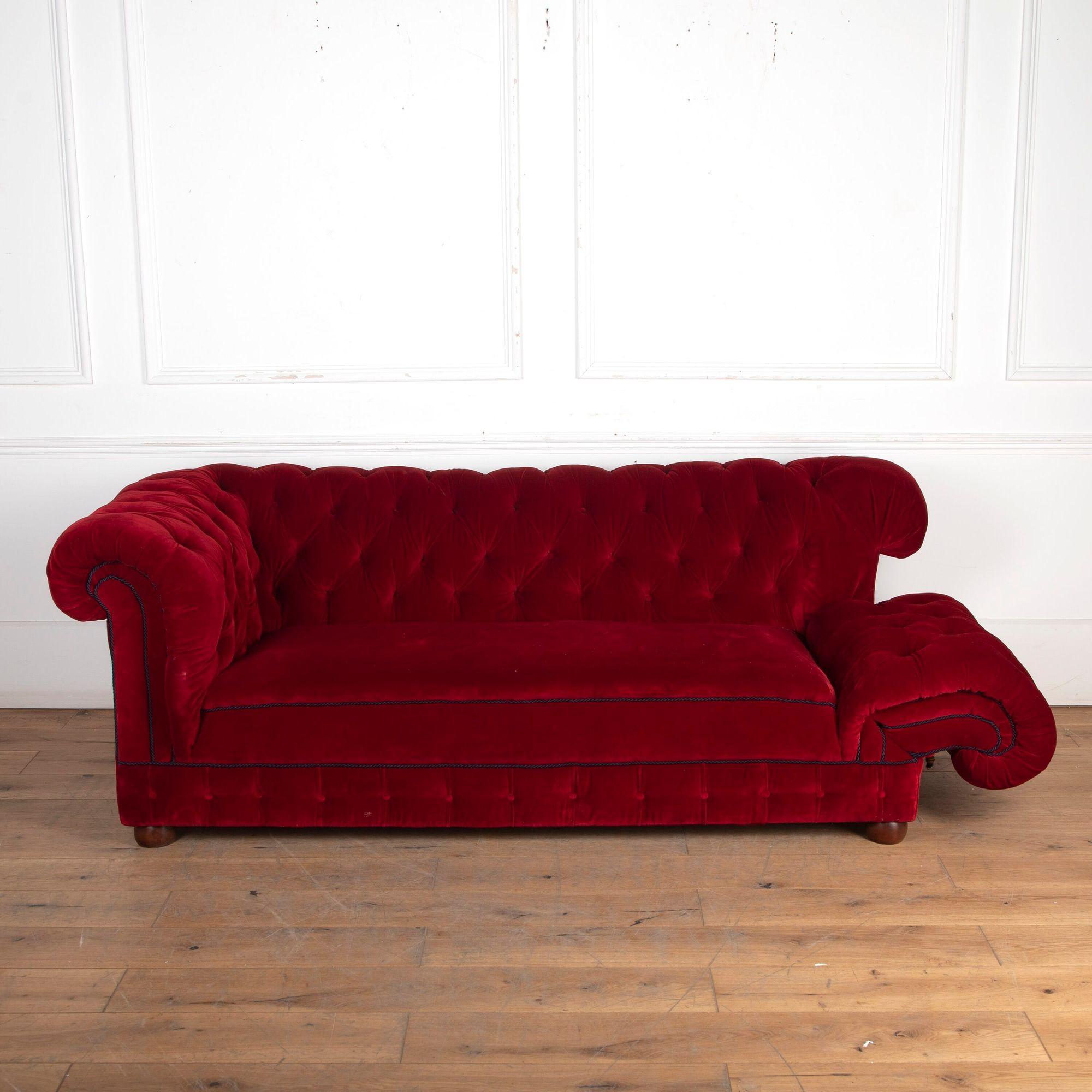 19th Century Red Velvet Sofa 4