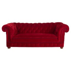 Antique 19th Century Red Velvet Sofa