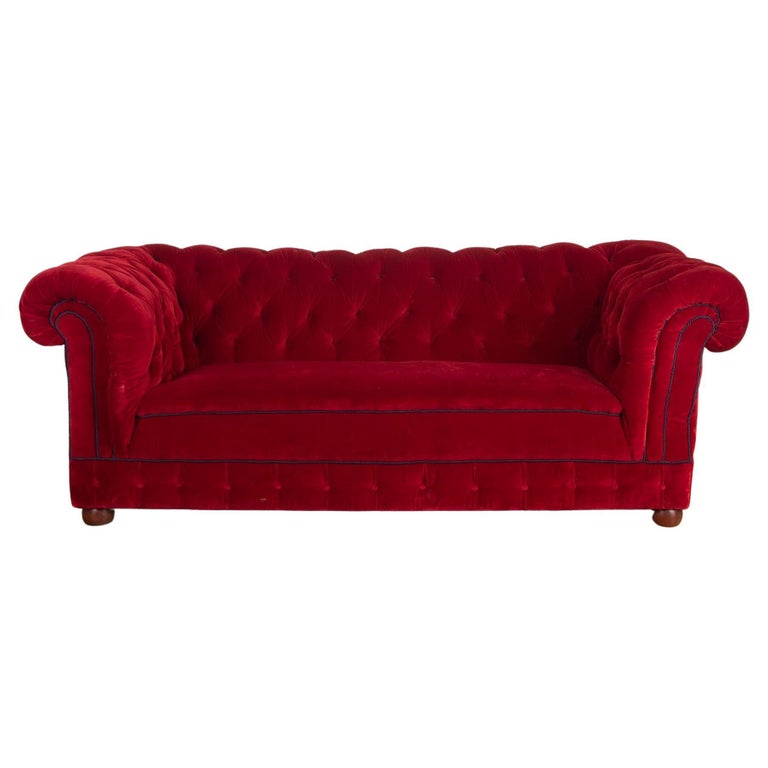 19th Century Red Velvet Sofa For Sale at 1stDibs