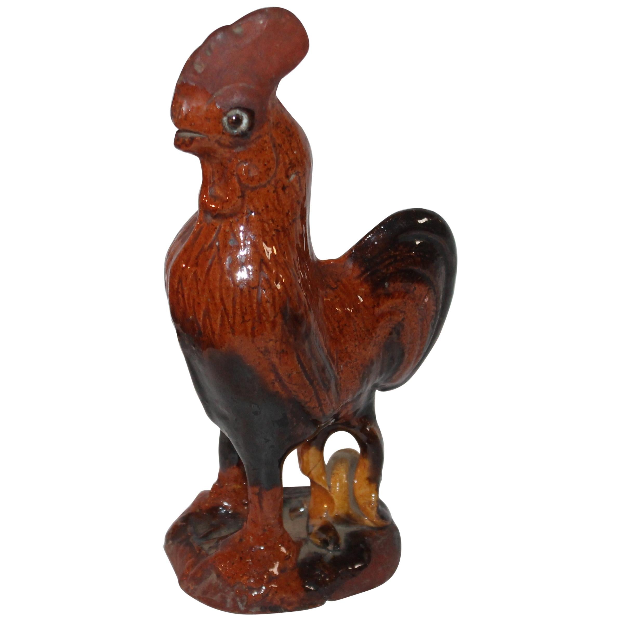 19th Century Red Ware Rooster from Pennsylvania