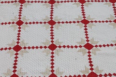 19th Century Red & White Quilt with Postage Stamp Chain Pattern