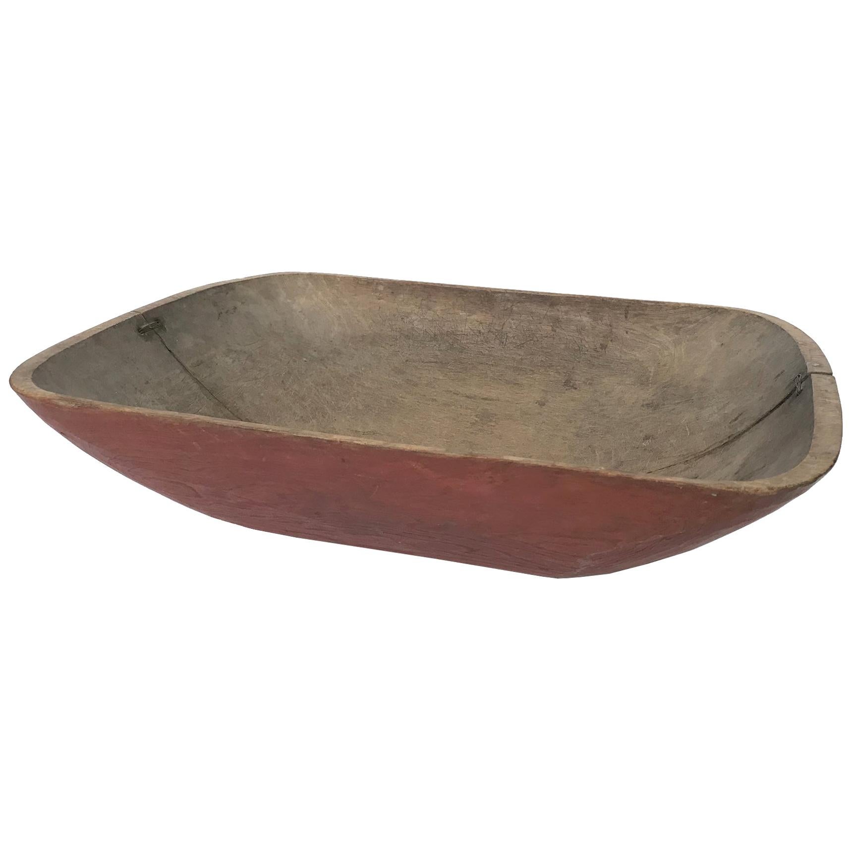 19th Century Red Wooden Bowl