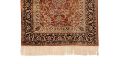 19th Century RedIvory Field w/Central Medallion Trailing Floral Vines Keshan Rug