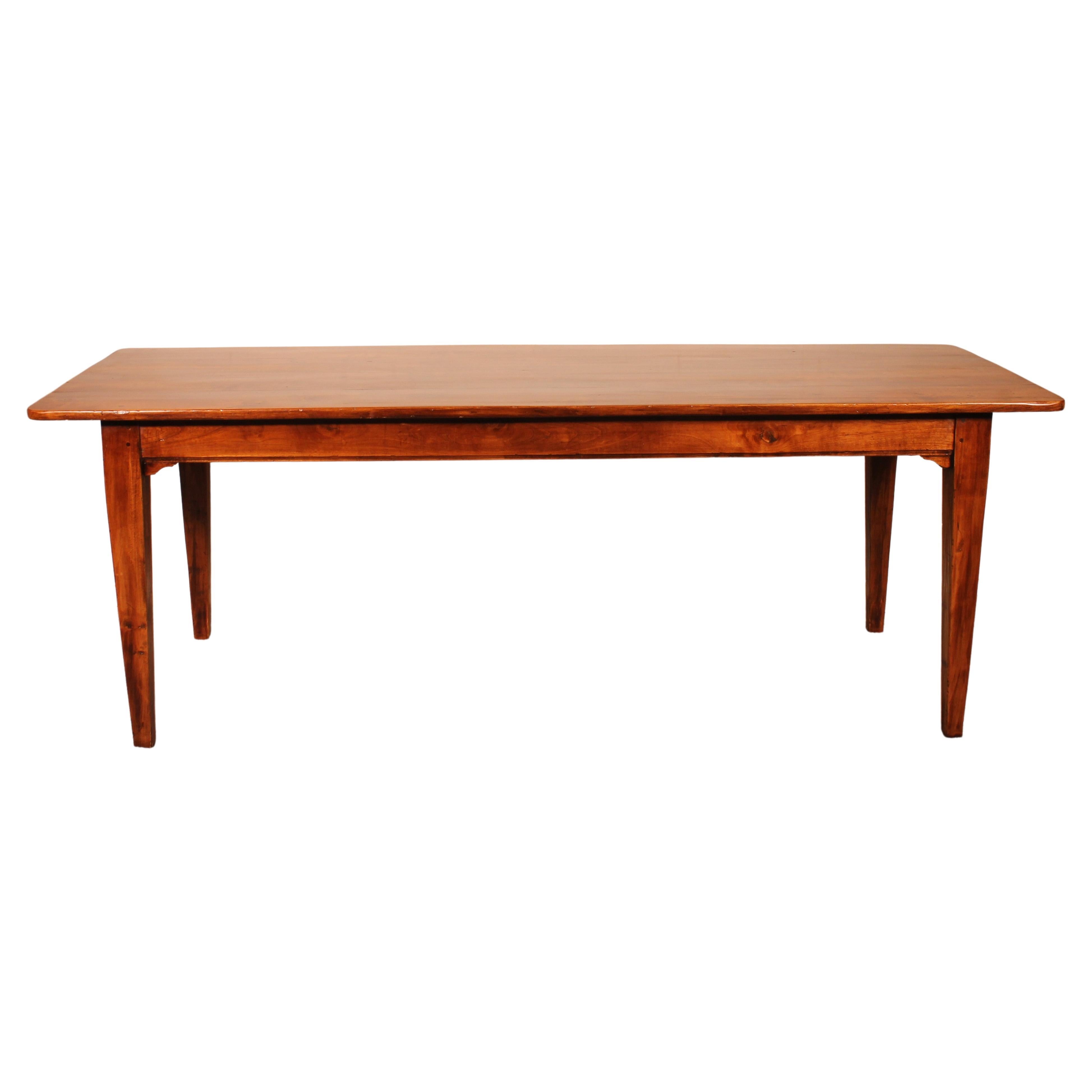 19th Century Refectory Table in Cherry France For Sale