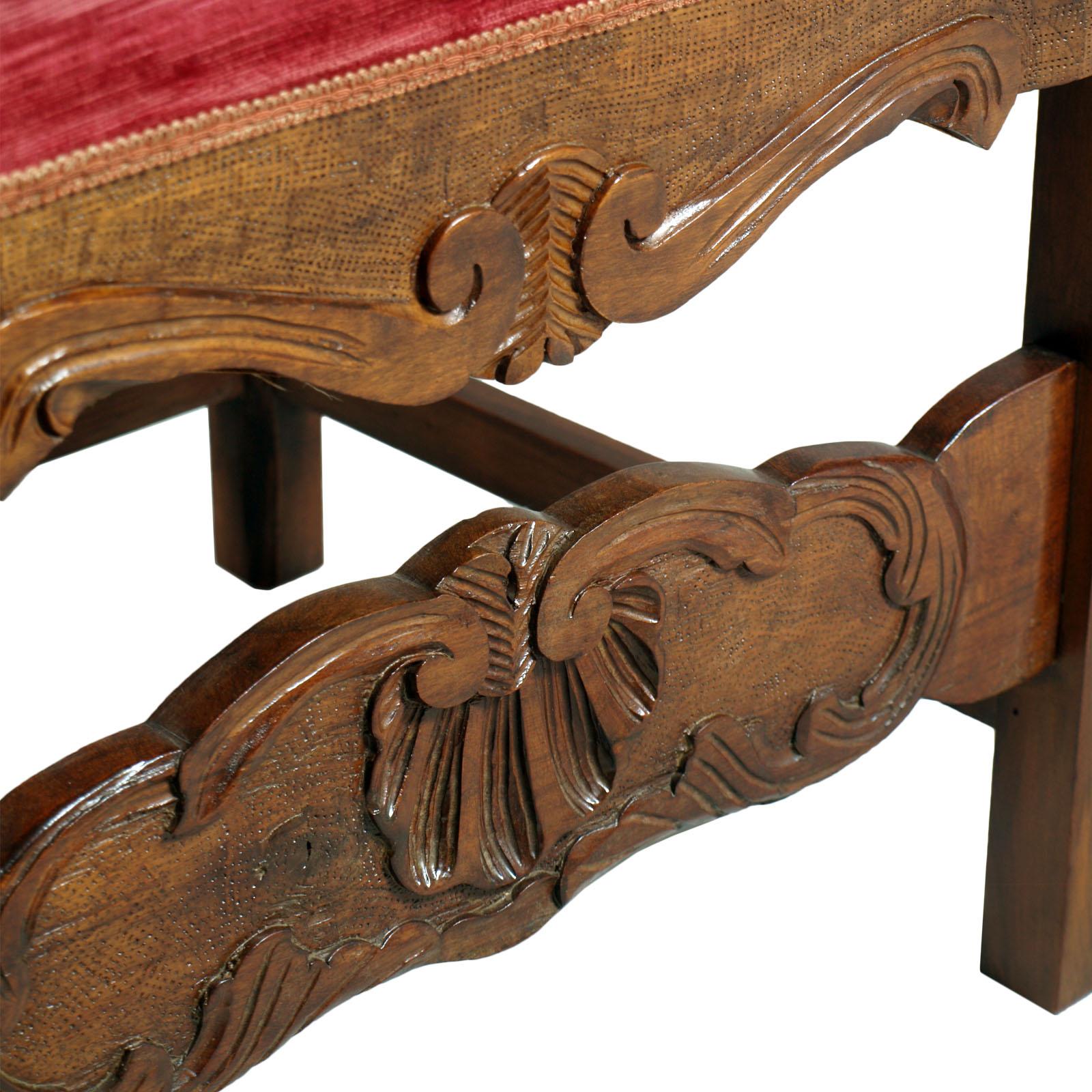 19th Century Refined Hand Carved Walnut Renaissance Ecclesiastical Throne Chair For Sale 2