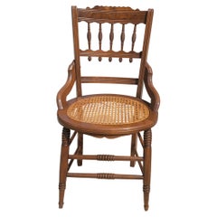 19th Century Refinished Carved Walnut & Cane Seat Eastlate Side Chairs, a Pair