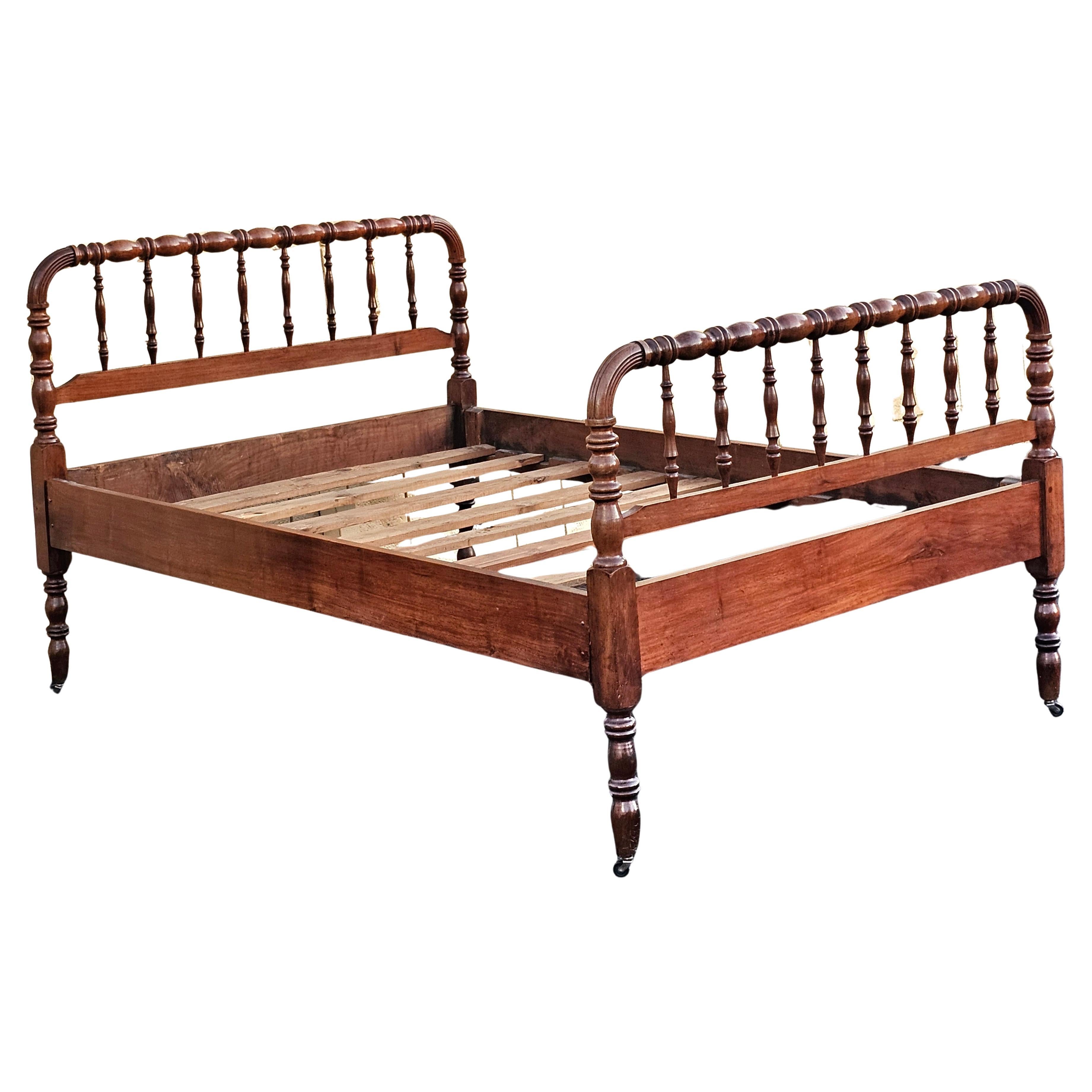 19th Century Refinished Mahogany Spindle Full Size Bed
