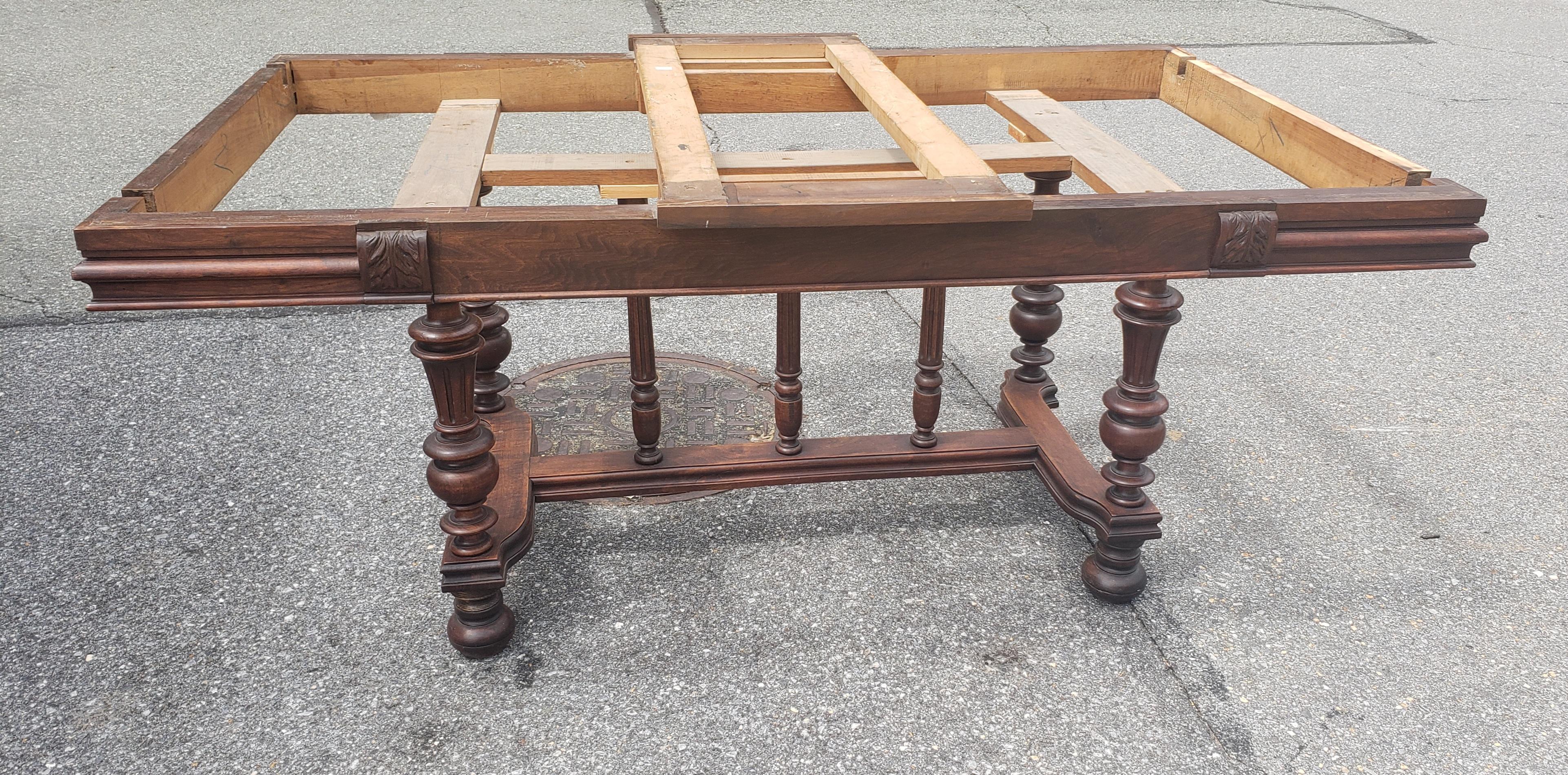 19th Century Refinished Walnut Stretcher Draw Leaf Dining Table 7