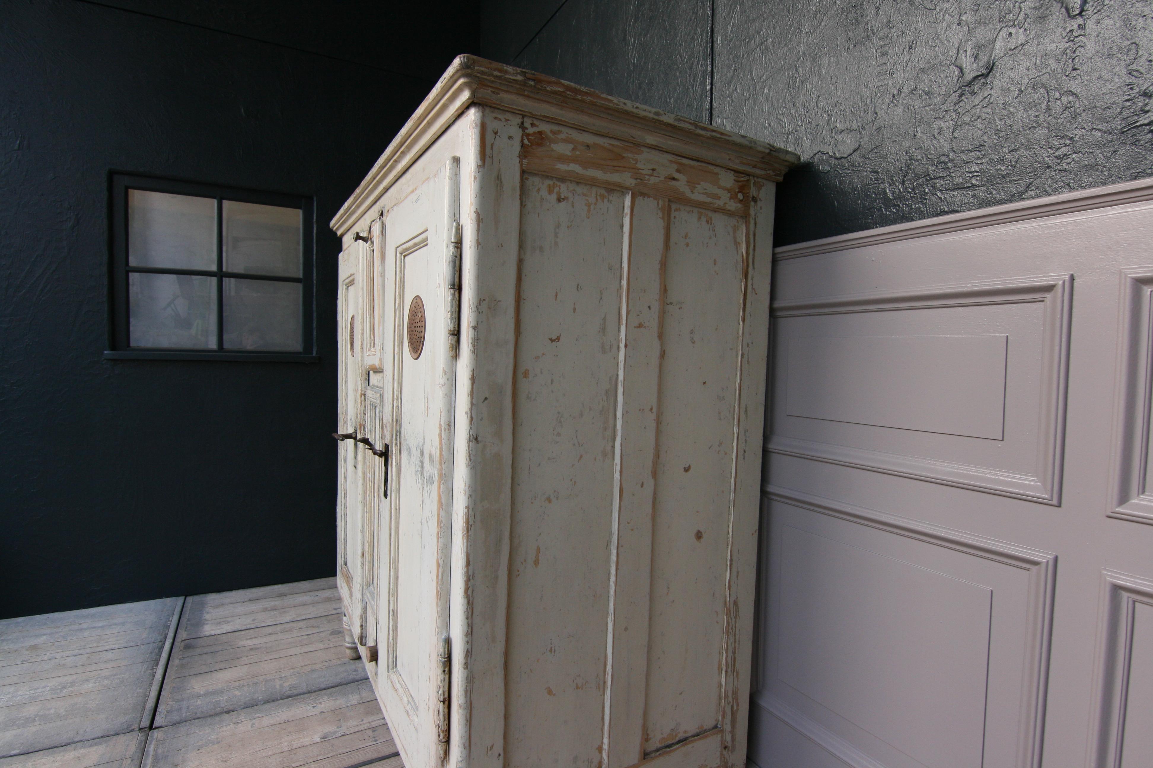 19th Century Refrigerator or Ice Box Cabinet in Original Cream Paint 3