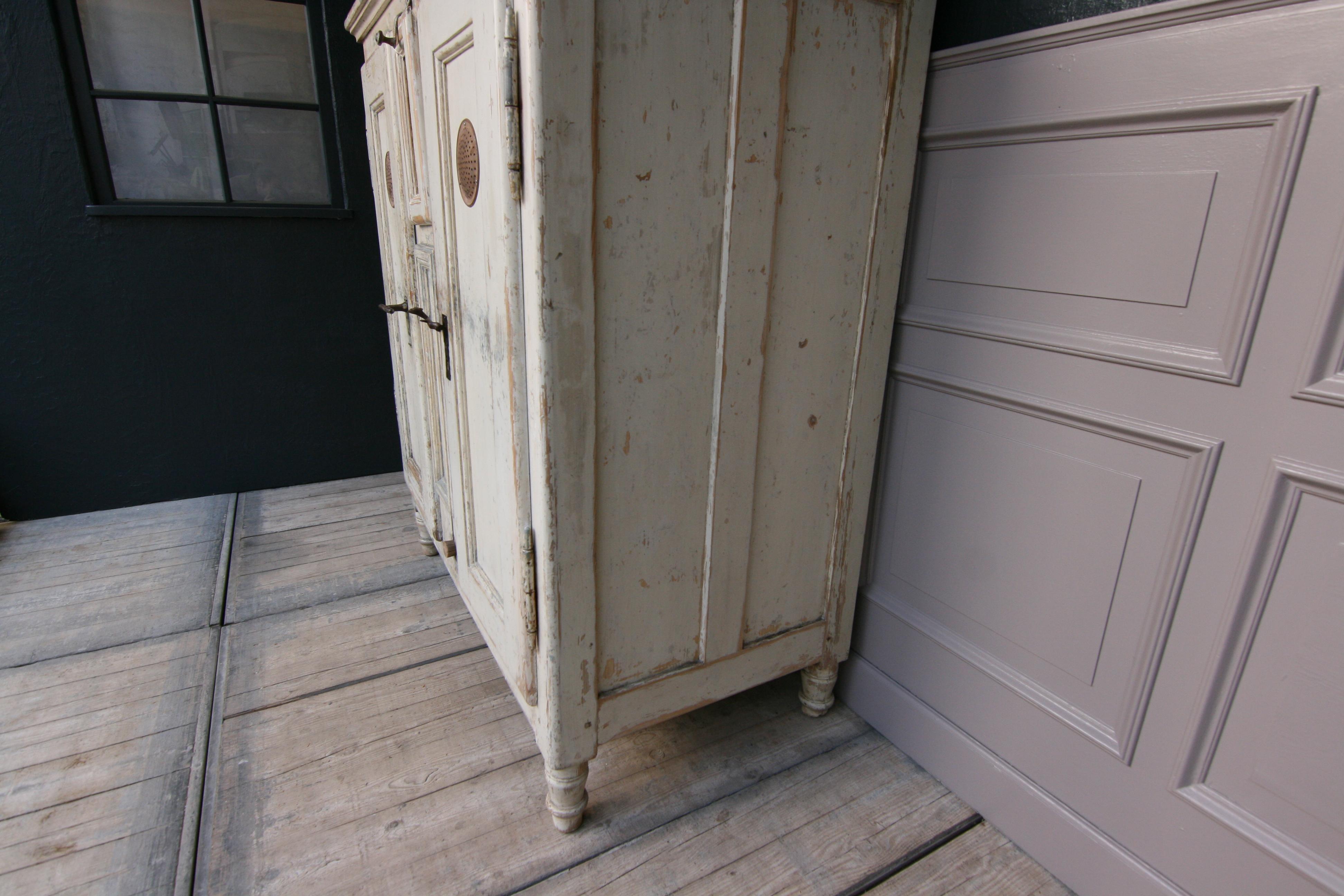 19th Century Refrigerator or Ice Box Cabinet in Original Cream Paint 4
