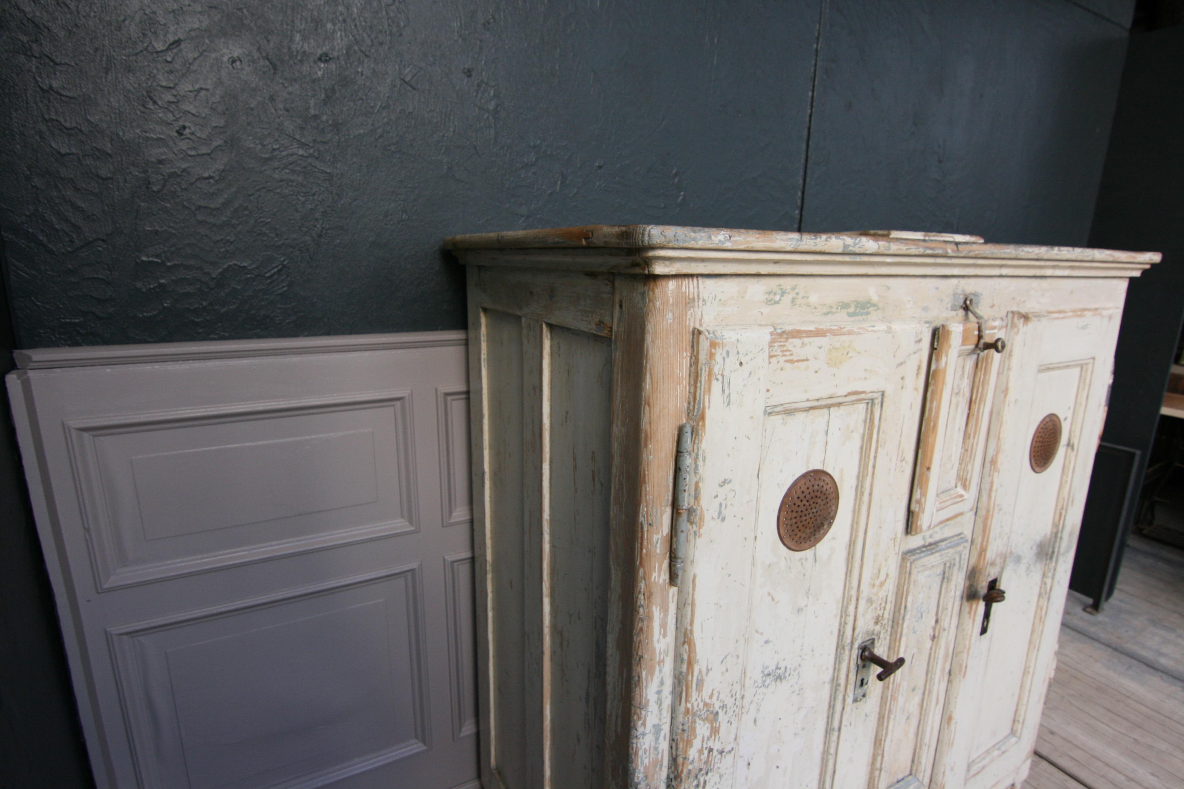 19th Century Refrigerator or Ice Box Cabinet in Original Cream Paint 5