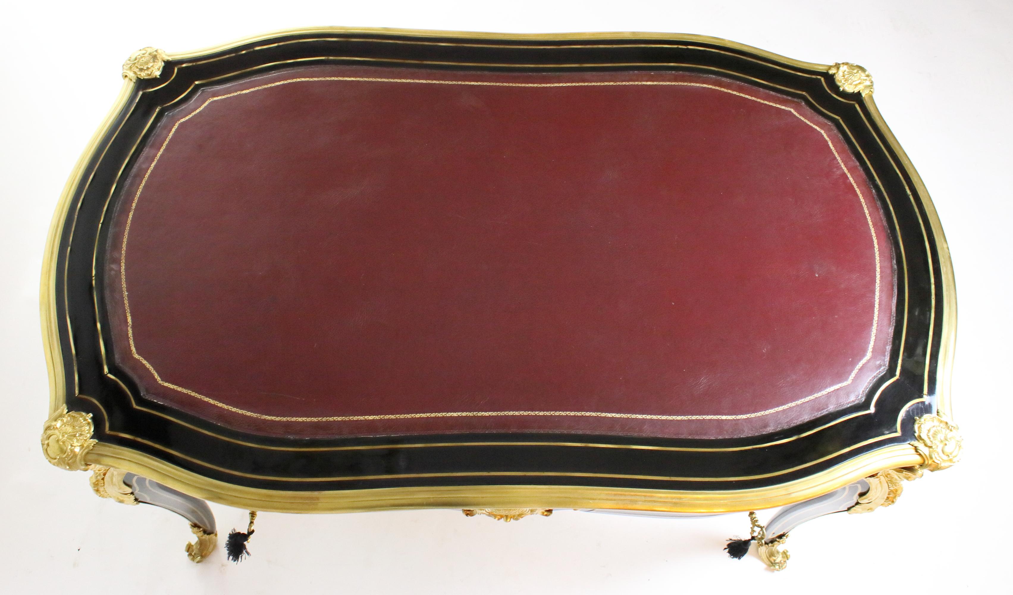 19th Century Régence Napoleon III Ebonized Desk/Bureau Plat Stamped Gros/Paris For Sale 9