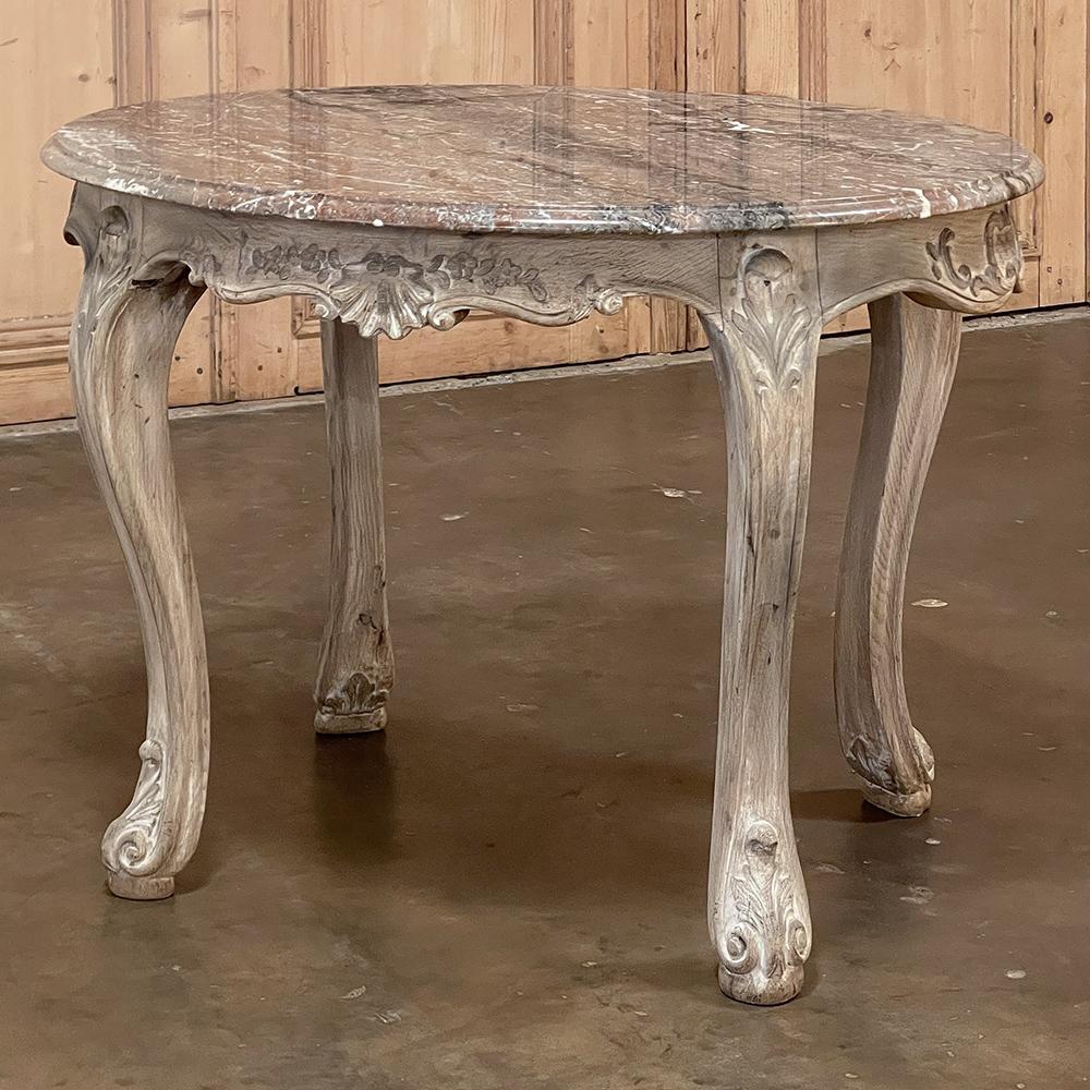French 19th Century Regence Oval Marble-Top End Table from Mons