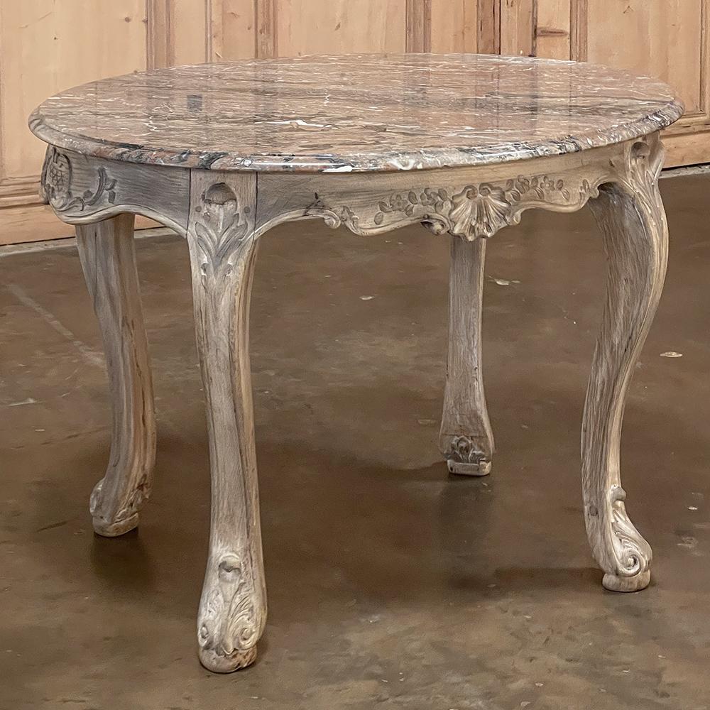 Hand-Carved 19th Century Regence Oval Marble-Top End Table from Mons