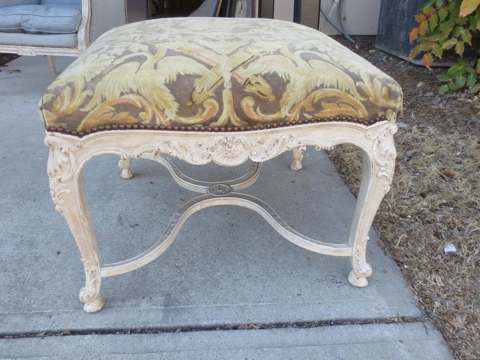 19th century Regence style custom painted stool / bench / tabouret.