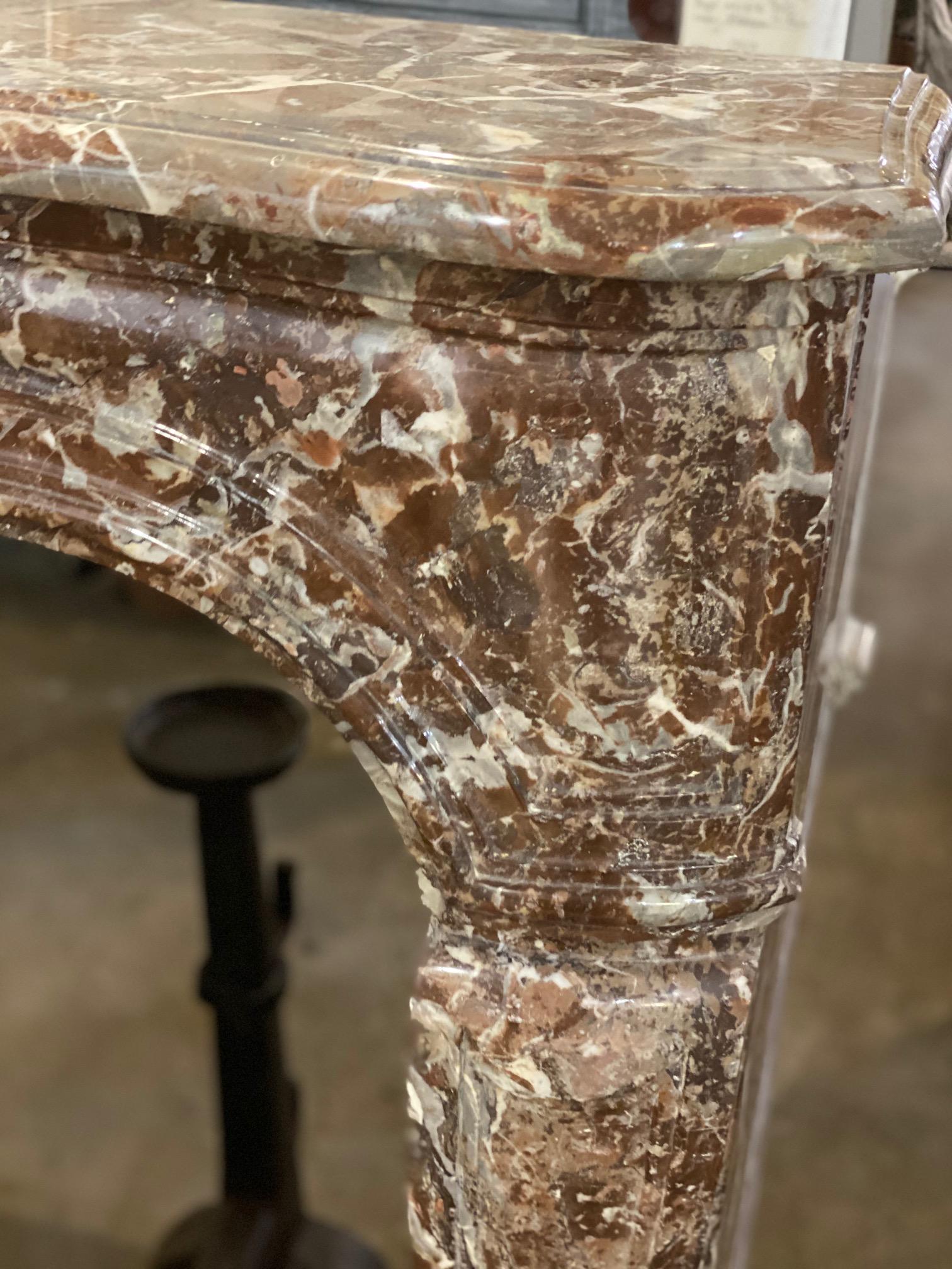 Hand-Carved 19th Century Regence Style Marble Mantel For Sale