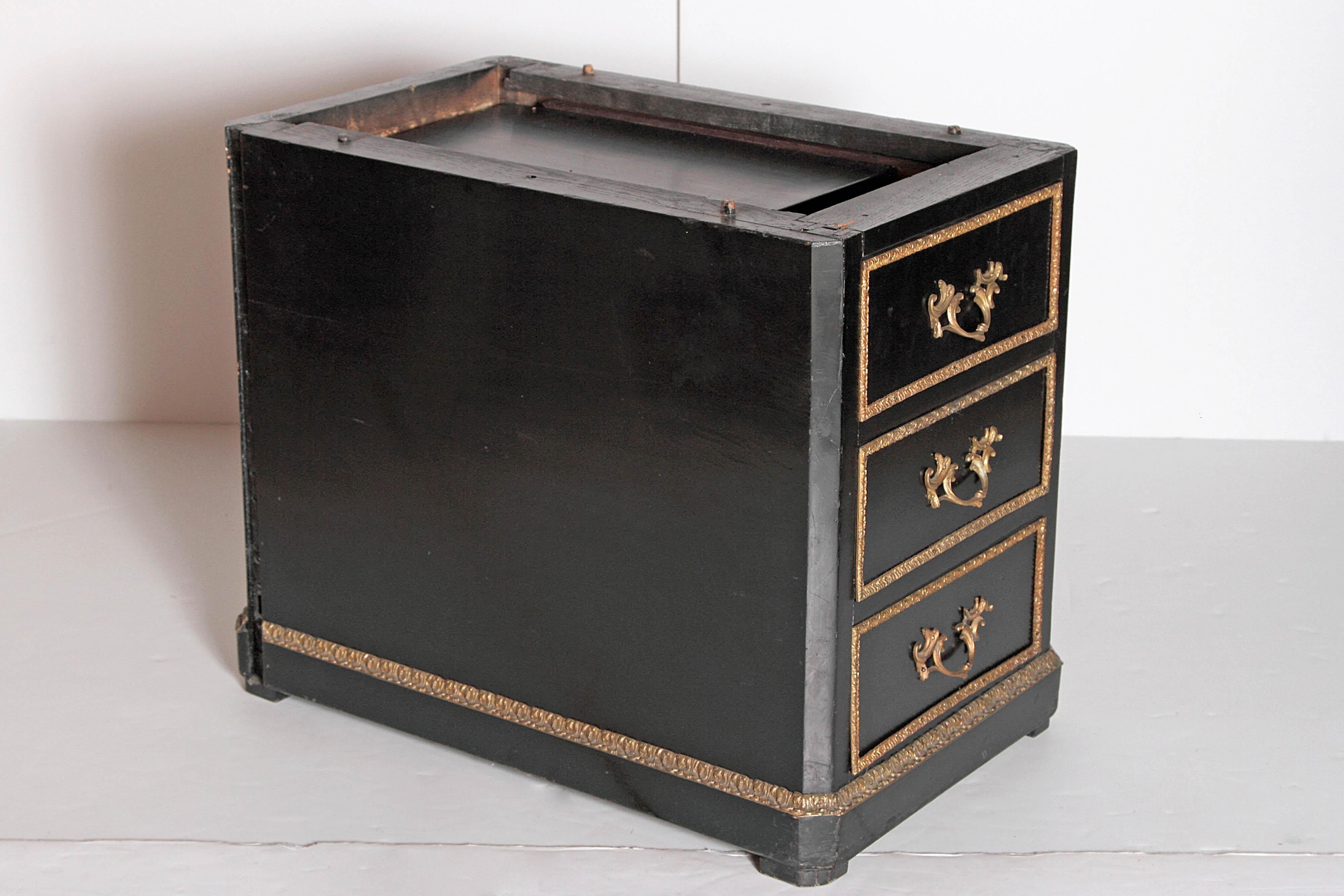 19th Century Regence Style Pedestal Desk with Black Leather Top 2