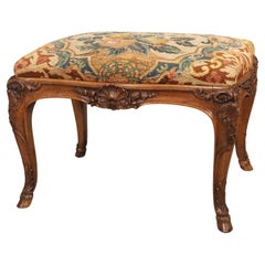 19th Century Regence Tabouret in Carved Walnut by A. Dubois, Le Mans, France