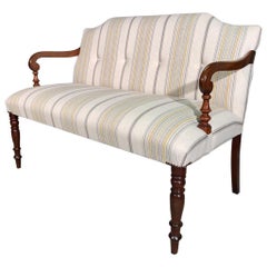 19th Century Regency 2-Seat Salon Sofa Newly Upholstered in a Linen Stripe