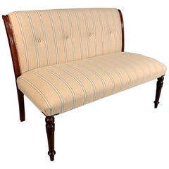 19th Century Regency 2-Seat Scroll Back Window Seat Newly Upholstered