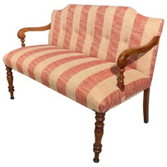 Antique 19th Century Regency 2-Seat Window Seat Newly Upholstered in Chenille Stripe