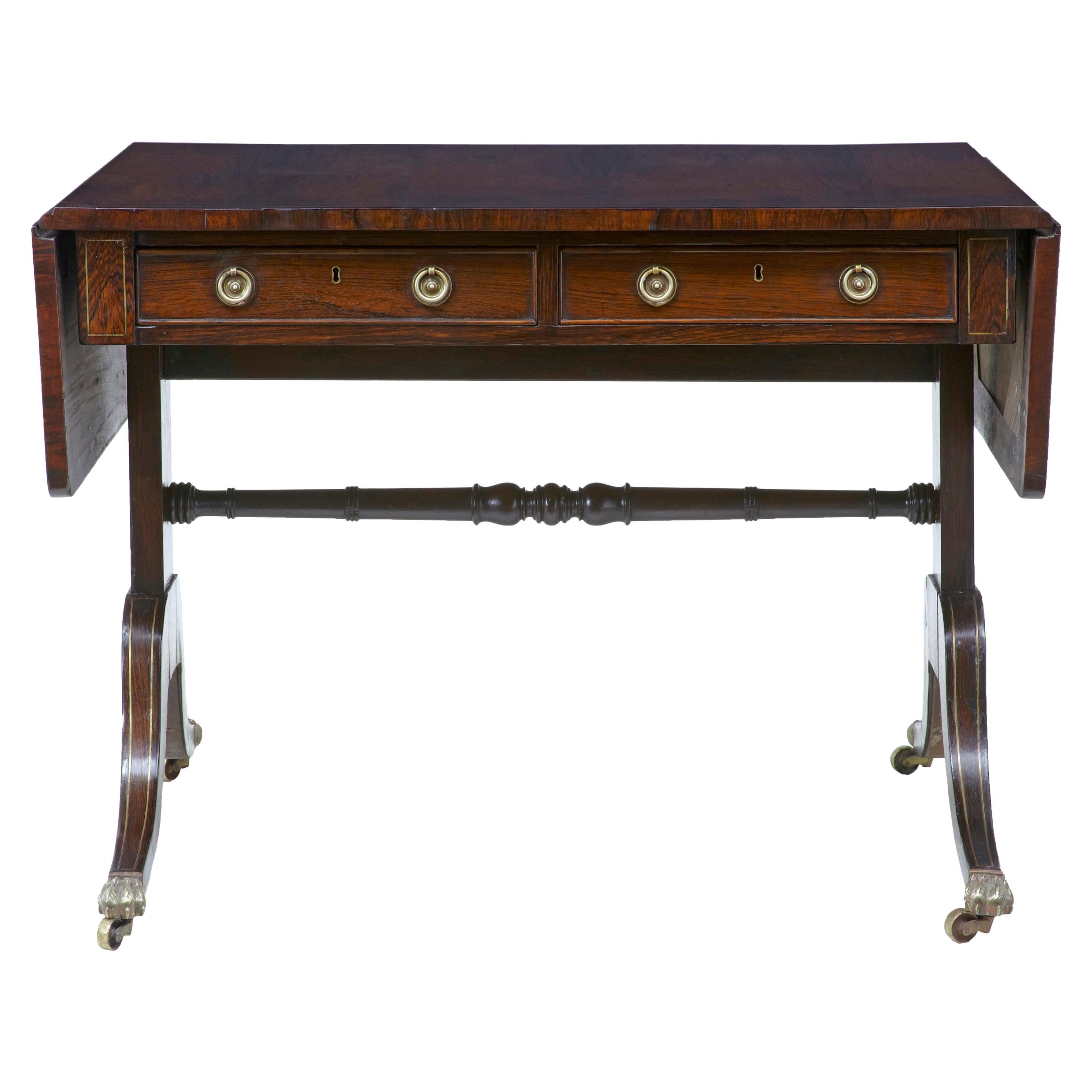 Brass Inlaid Regency Sofa Table For Sale at 1stDibs