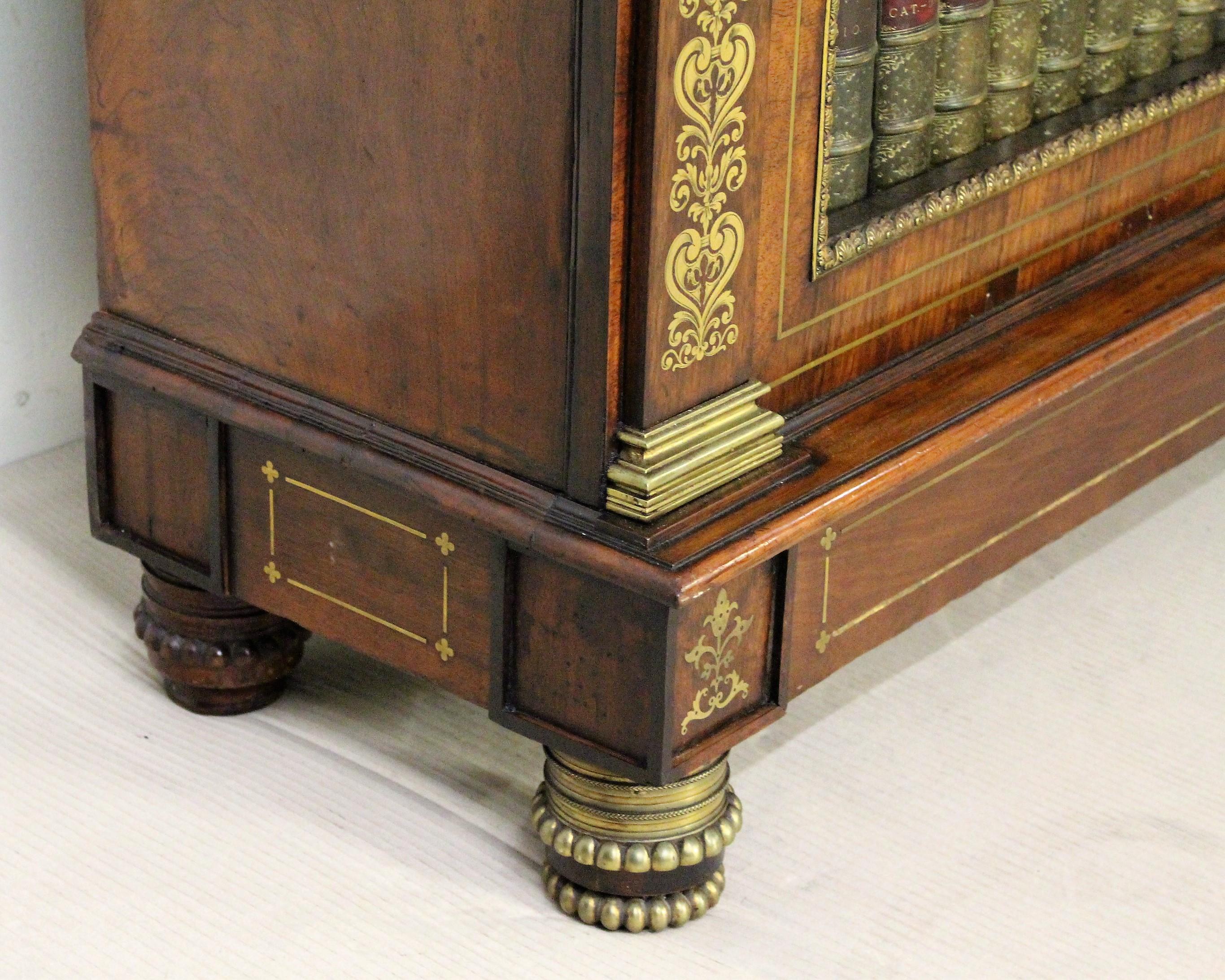 19th Century Regency Brass Inlaid Rosewood Open Bookcase 9
