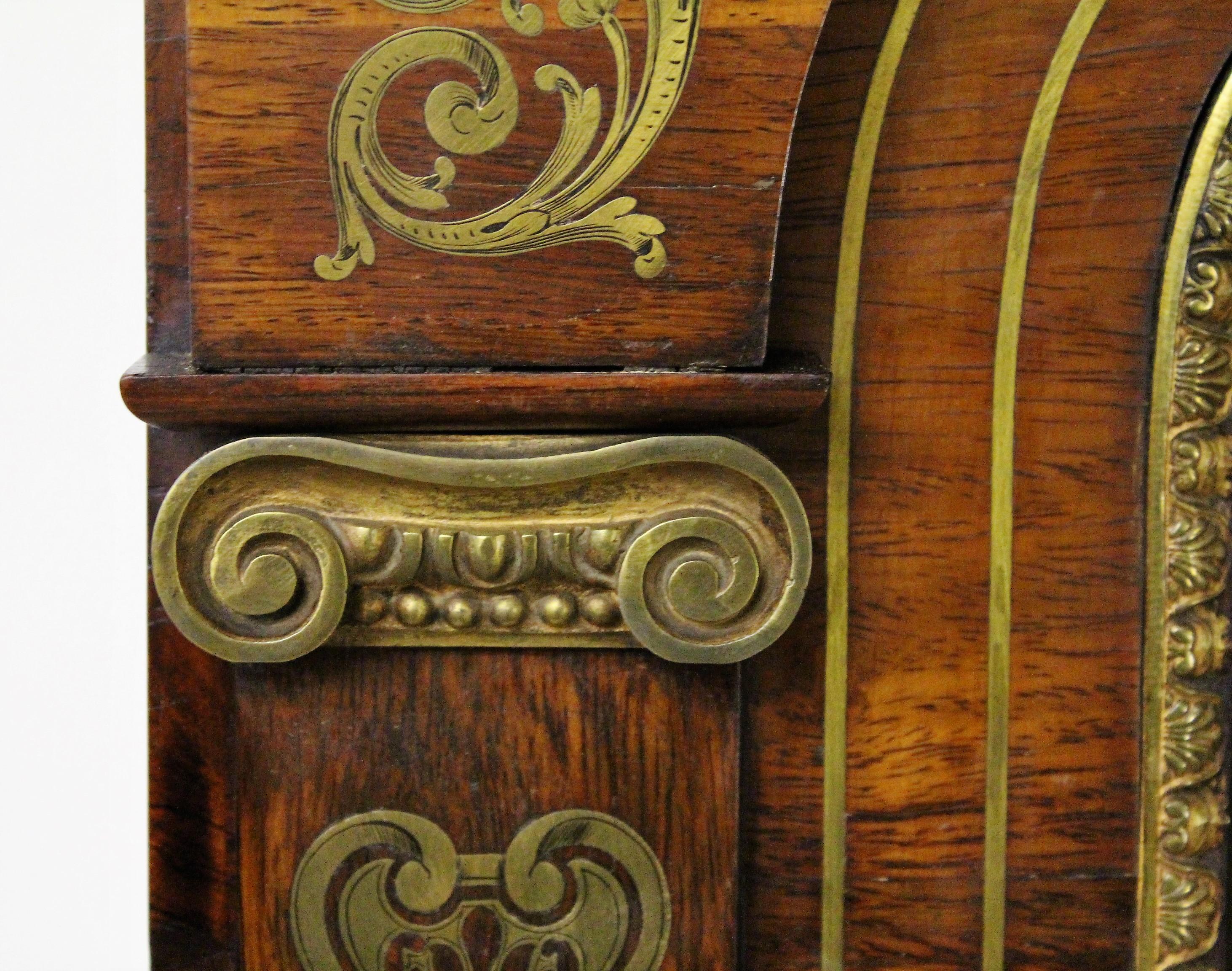 19th Century Regency Brass Inlaid Rosewood Open Bookcase In Good Condition In Poling, West Sussex